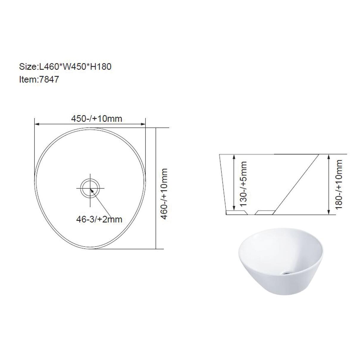 Lavabo da appoggio tondo in ceramica bianco lucido piletta non inclusa - 3