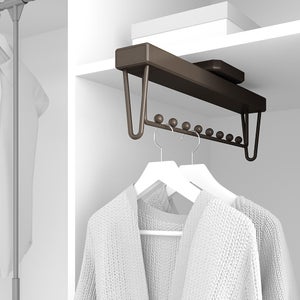 Appendiabiti Estraibile Emuca Per Armadio - Barra Scorrevole 800mm Grigio Metallizzato - Foto 4