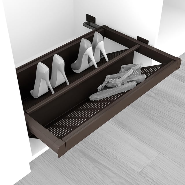 Organizer per scarpe estraibile, modulo di 600 mm L 60 x H 17 x P 47.7 cm moka