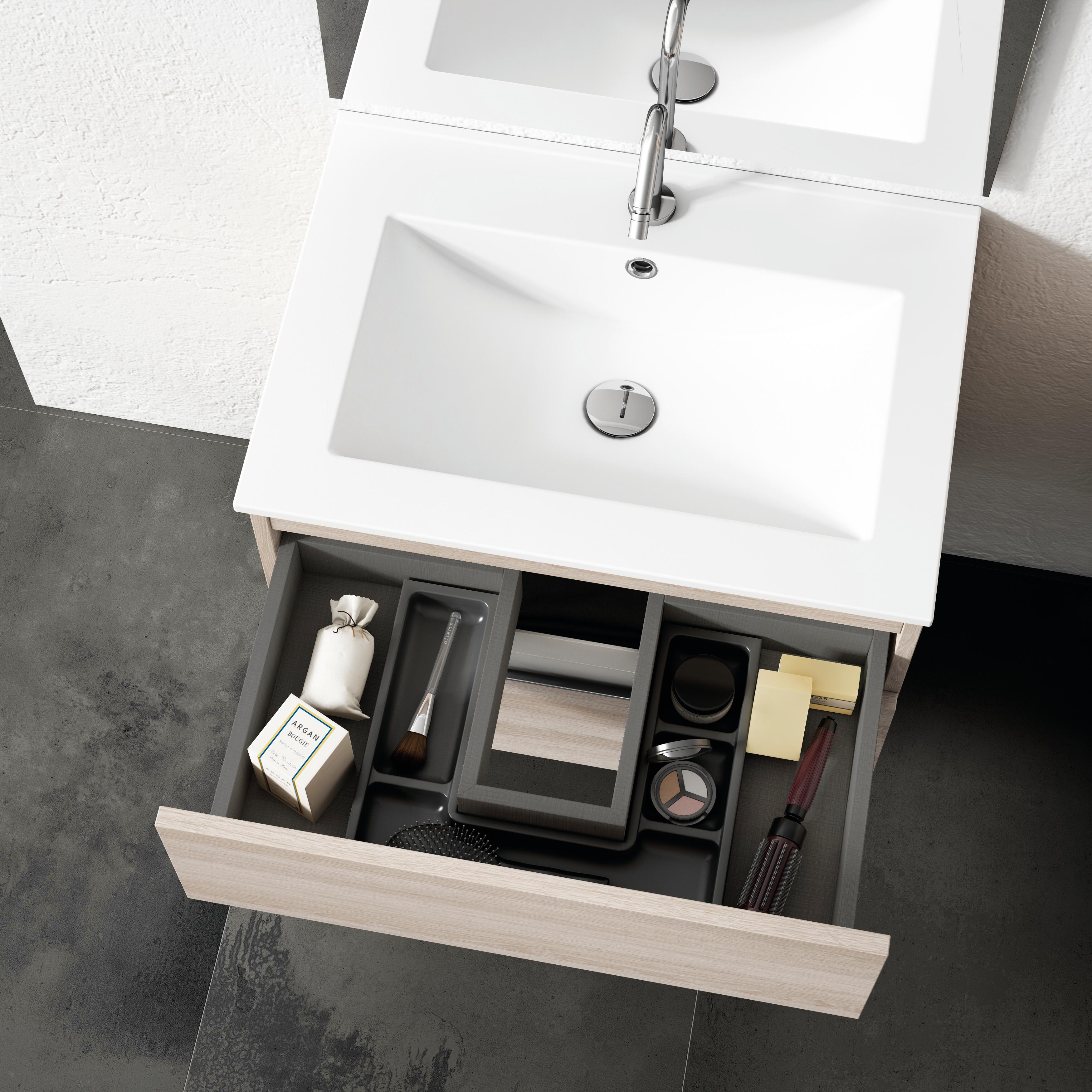 Lavabo a incasso rettangolare vasca centrale Flat L 61 x H 18 x P 46 cm in ceramica bianco lucido - 4