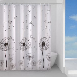 REECES Tenda Doccia Antimuffa 240x200 Cm Con Mucca Grigia - Tessuto Poliestere Con 12 Ganci - Impermeabile E Lavabile - 5
