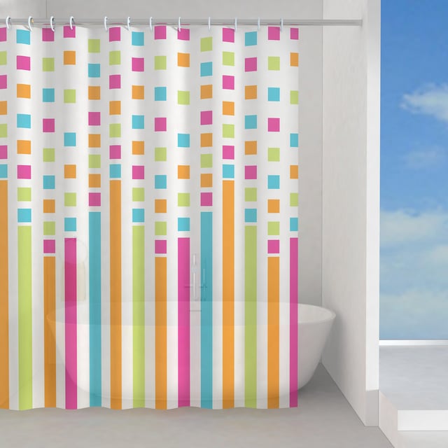 Tenda Per Doccia Vasca Da Bagno Impermeabile Pvc 12 Ganci Con Fondo Bianco Decorata Con Piume - Foto 6