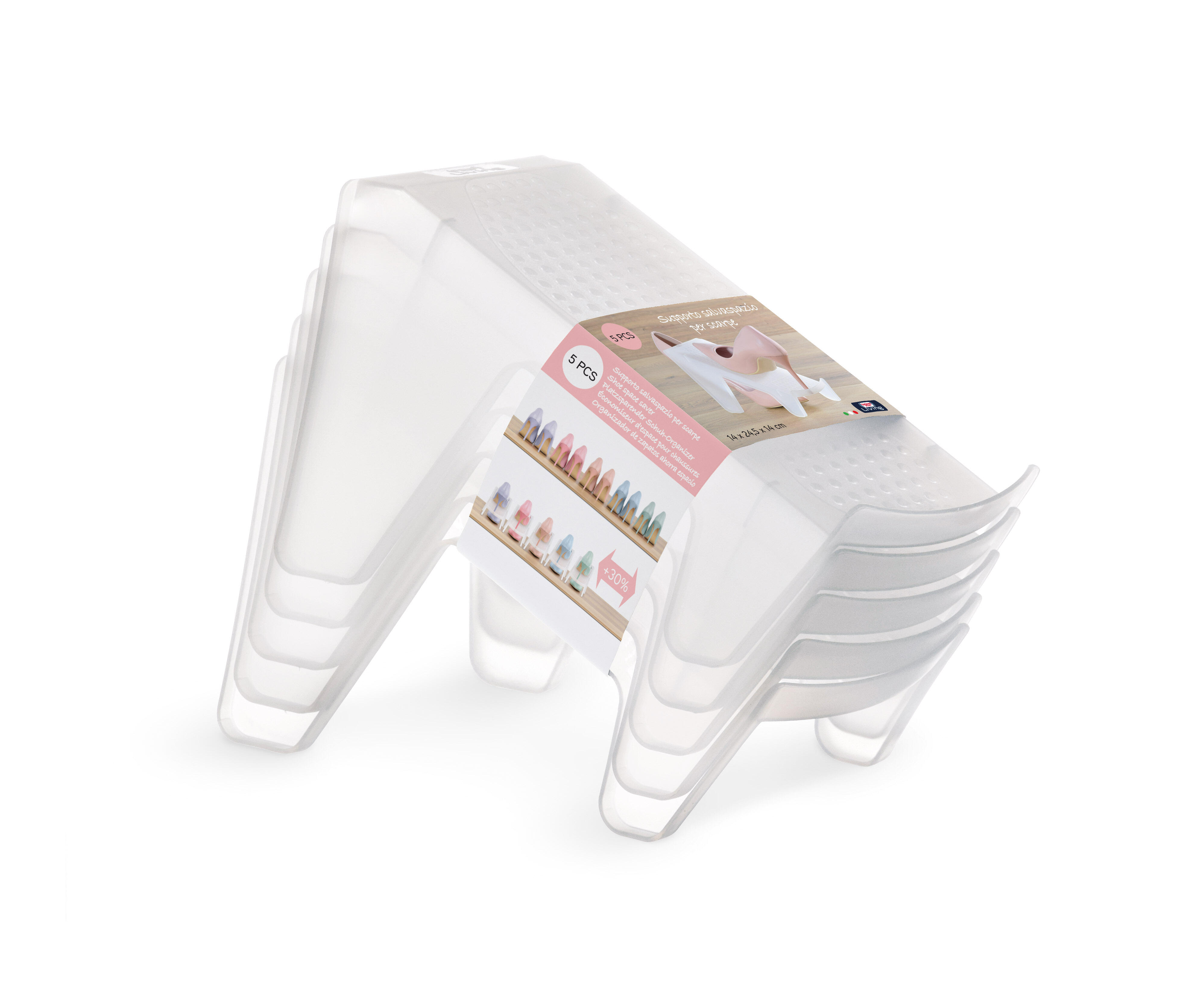 Set Di 2 Organizzatore Scarpe Sottoletto Con Coperchio Trasparente
