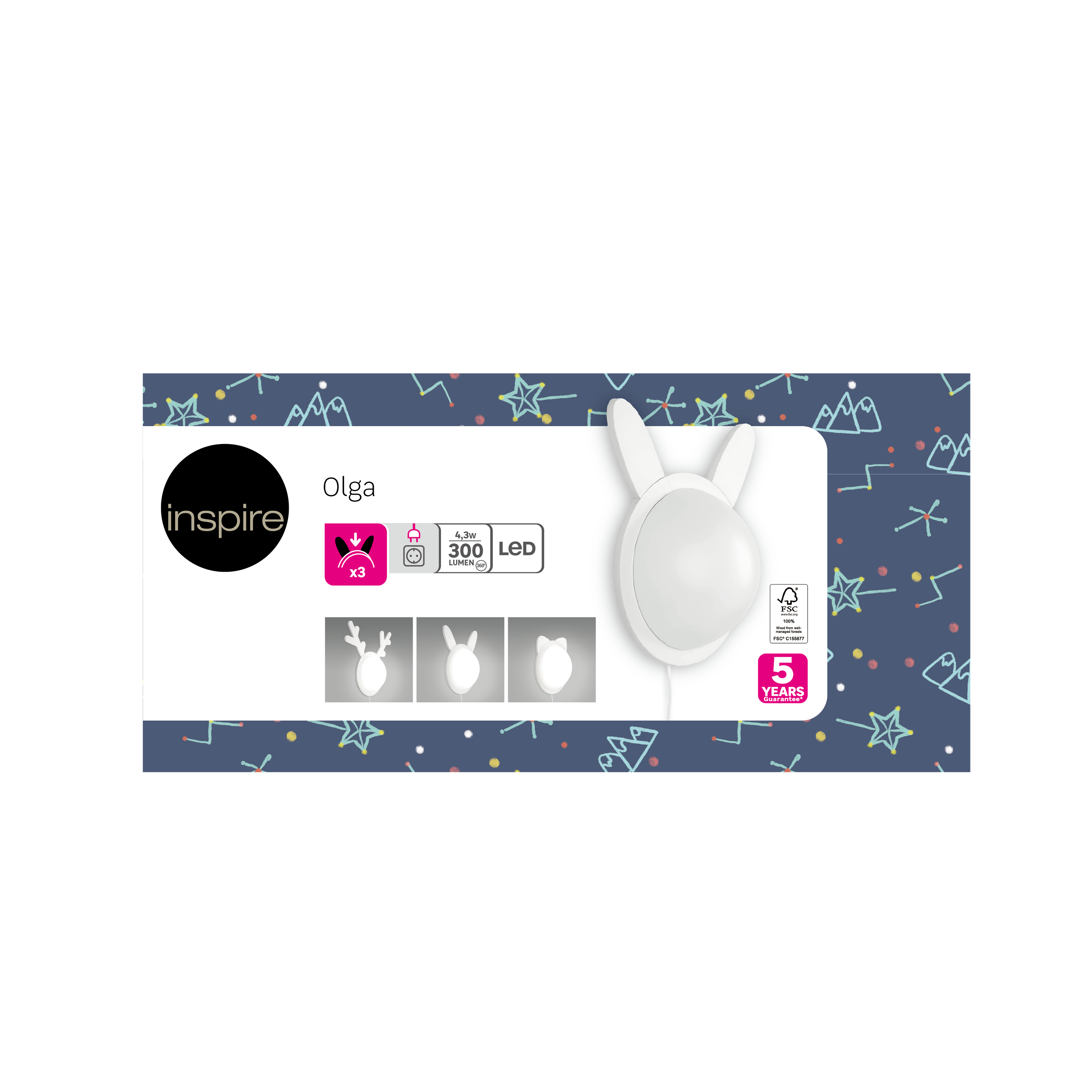 Candeeiro de parede INSPIRE LED OLGA 300LM LUZ AMARELA MATE - 9