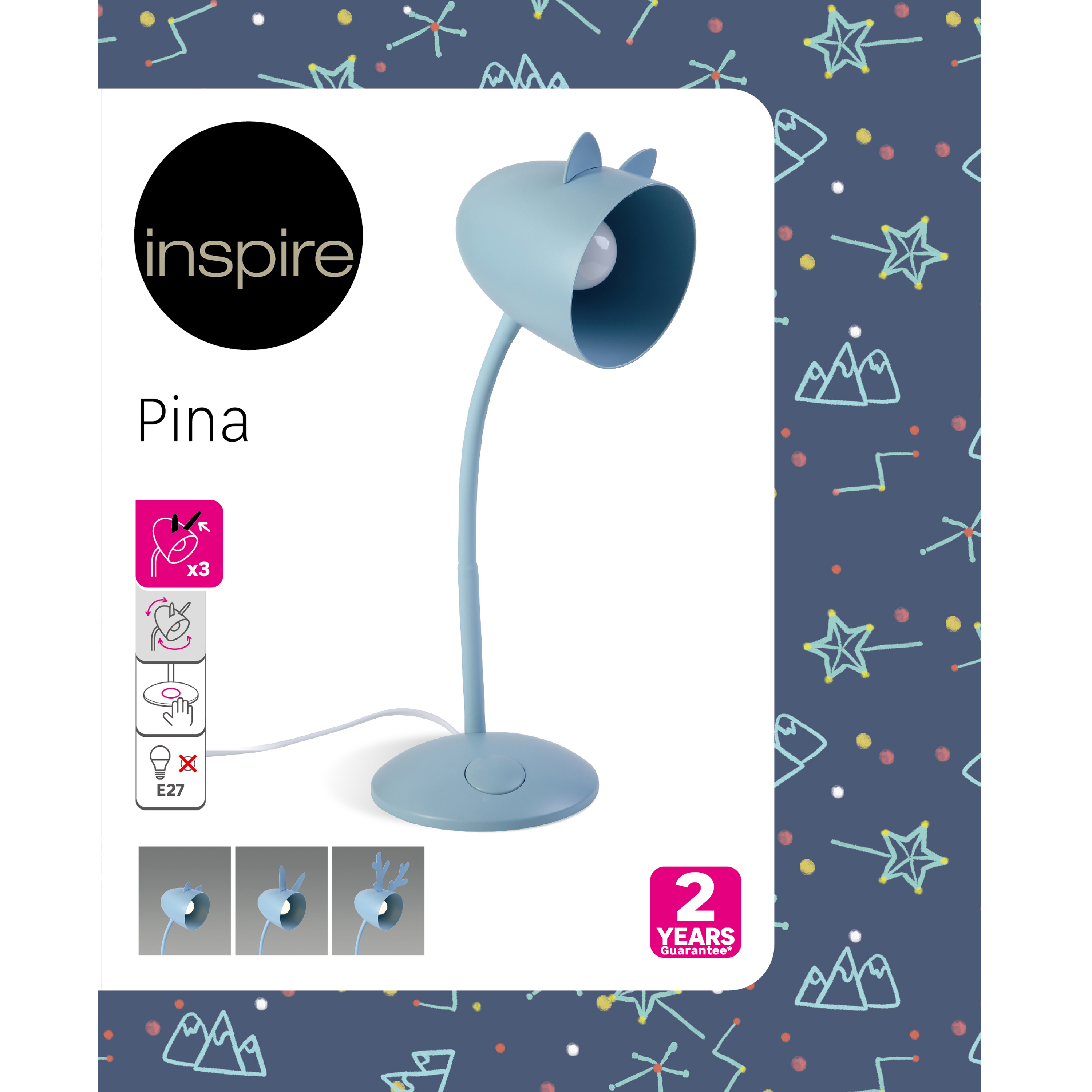 Lampka biurkowa Pina niebieska E27 Inspire - 15