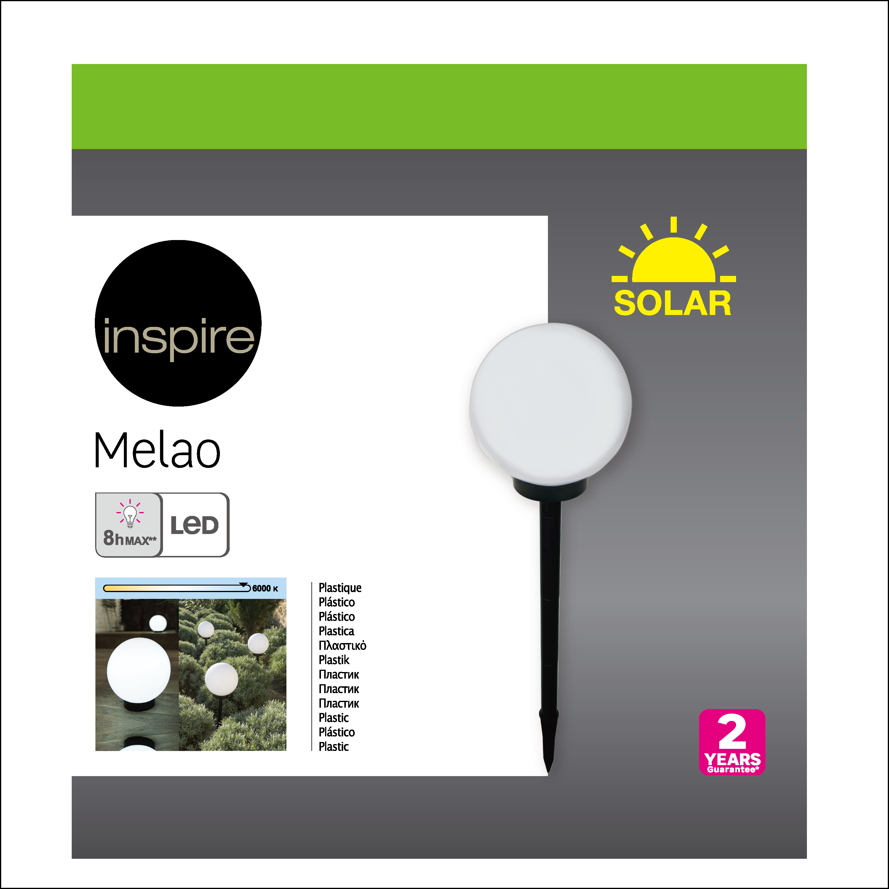 Lampada solare decorativa Melao, luce bianco freddoINSPIRE - 11