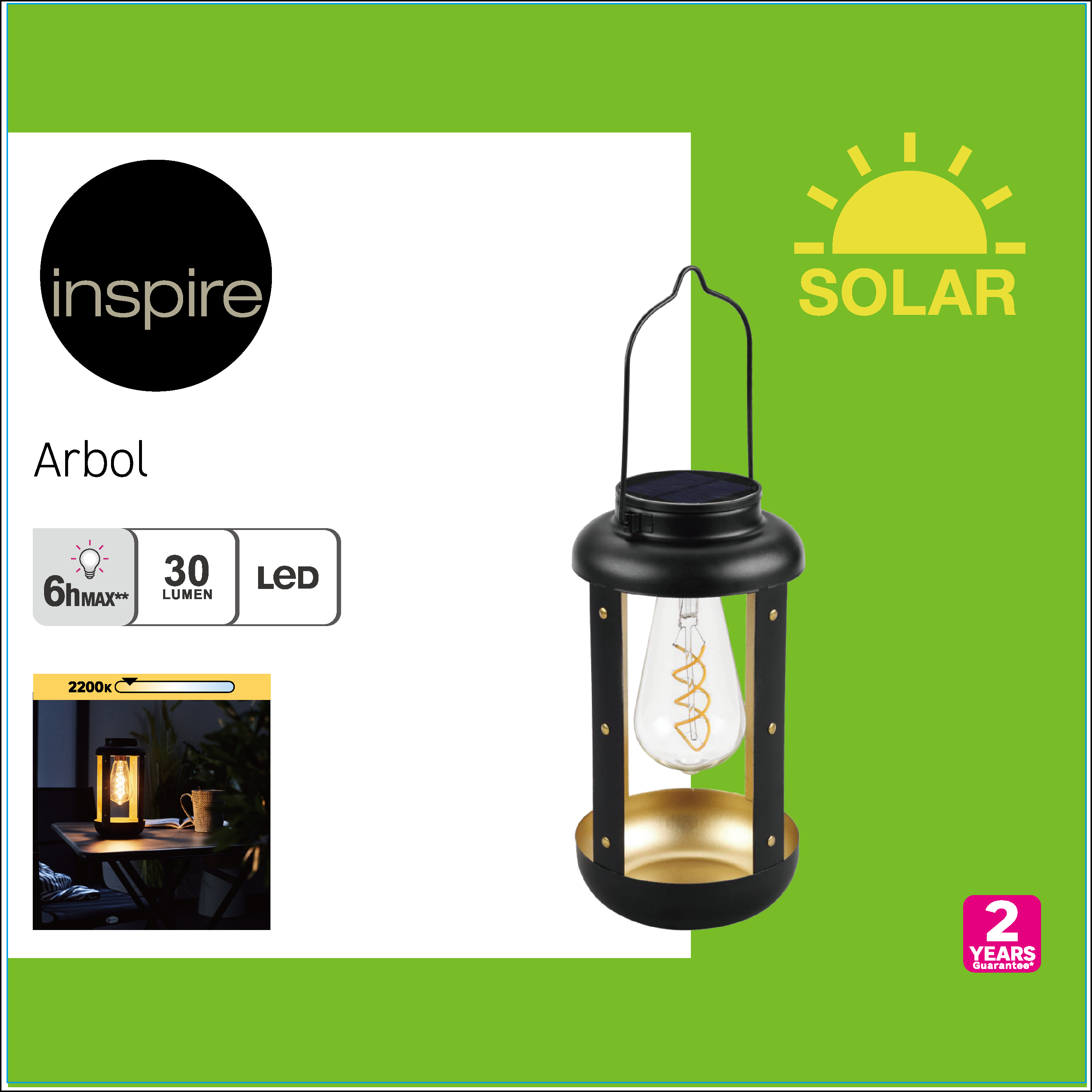 Sobremuro solar árvore 30 lm luz amarela IP44 Inspire - 7