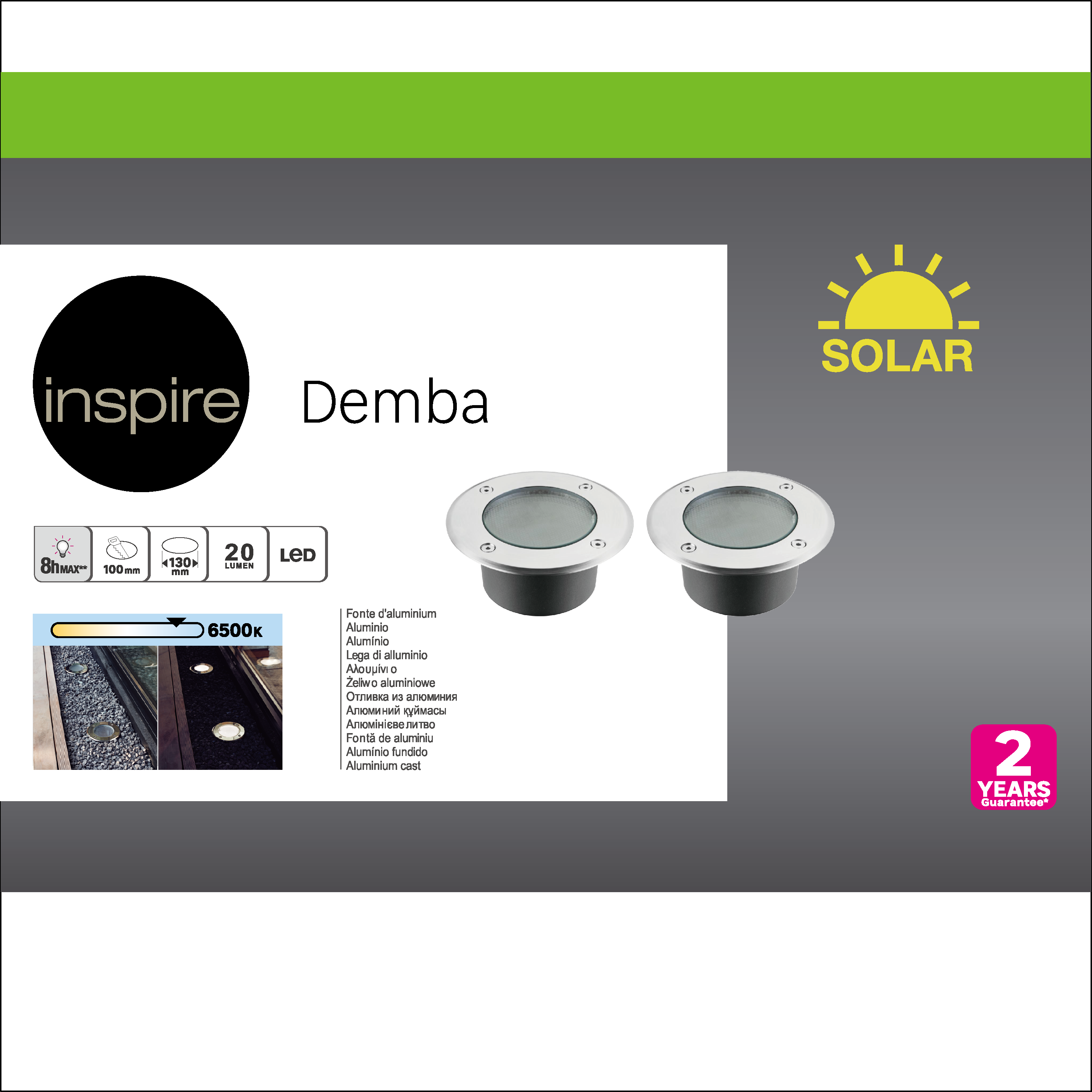 Faretto a incasso esterno solare Demba luce bianco freddo diam.13cm 13x5.6cm INSPIRE - 9