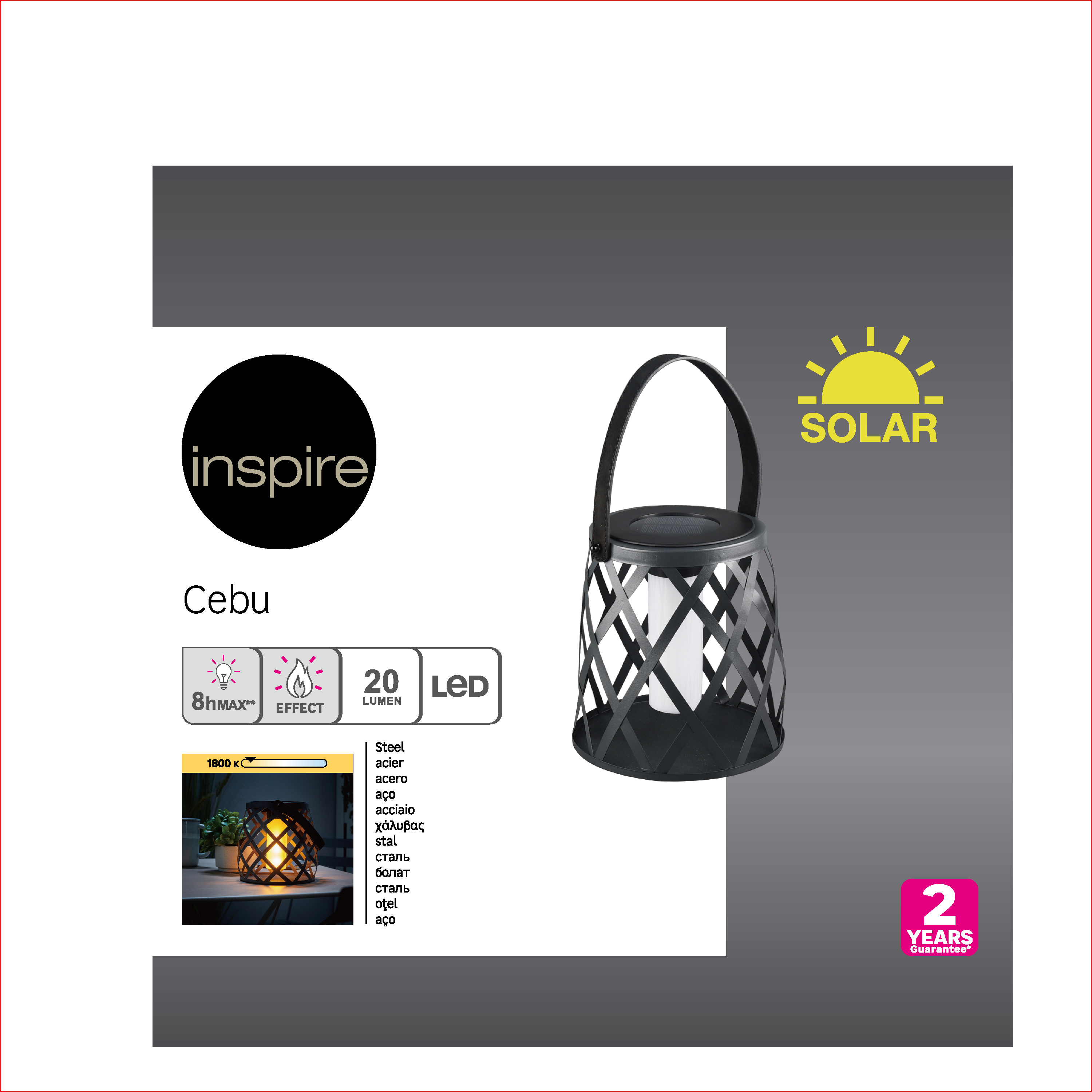Lampada solare decorativa Cebu, luce bianco caldoINSPIRE - 8