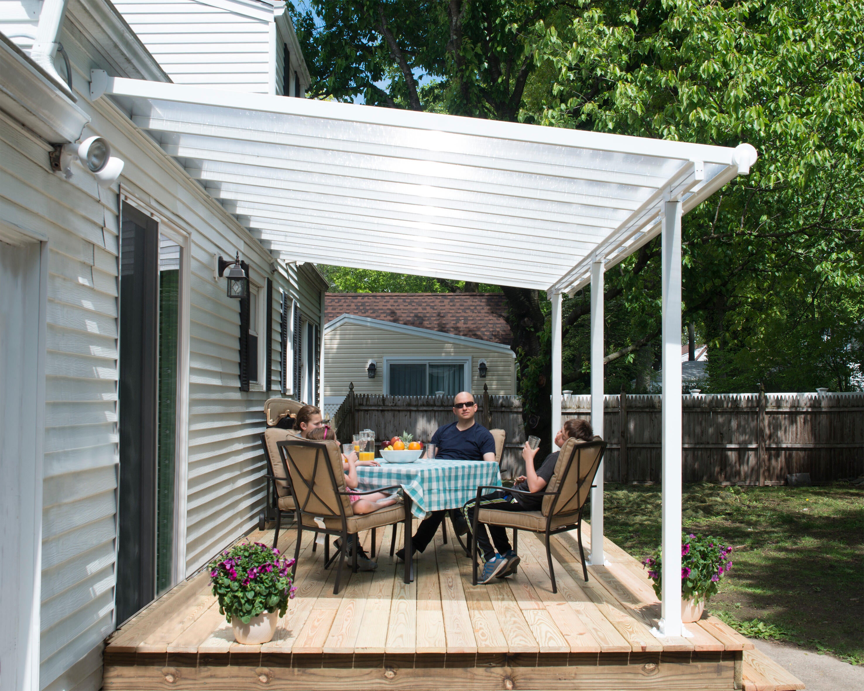 Pergola in alluminio bianco addossata copertura mobile senza rivestimento 300x546 cm - Olympia CANOPIA BY PALRAM - 4