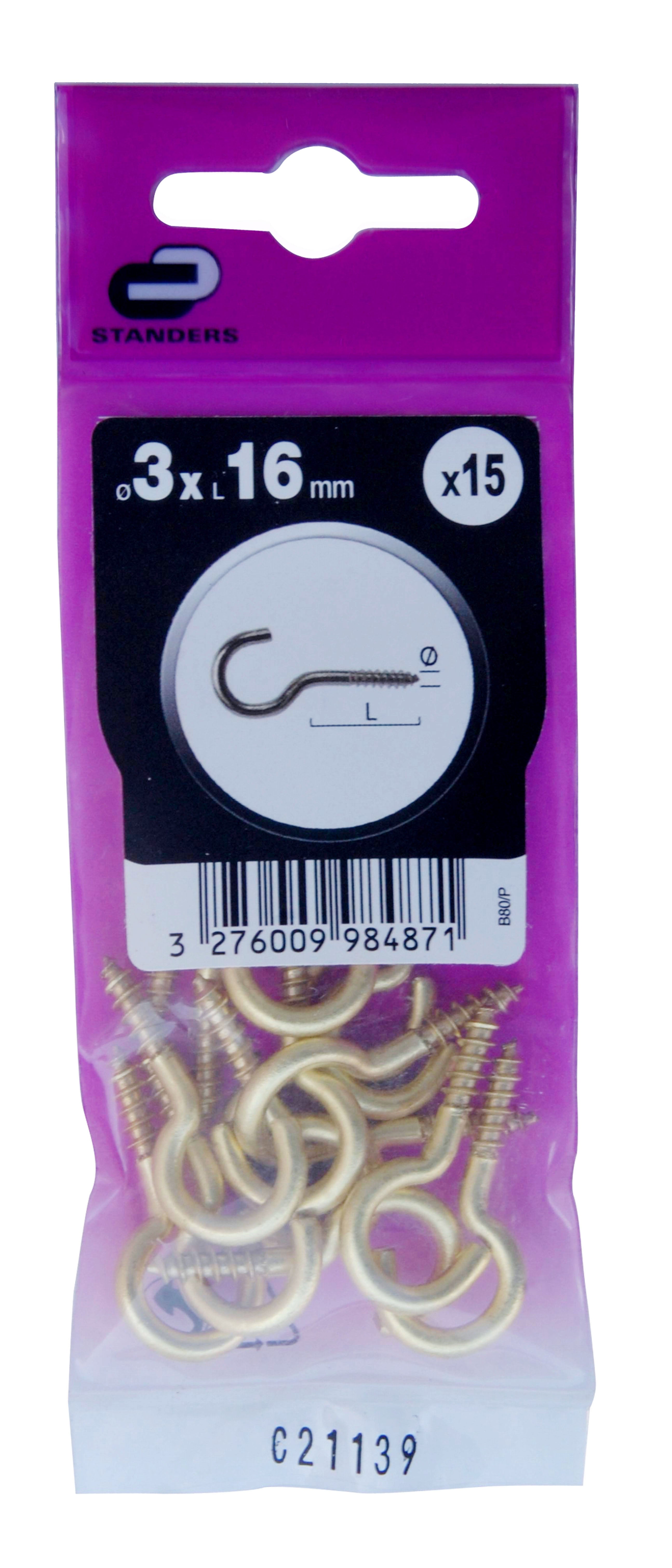 Paquete 15 hembrillas abiertas de latón de 3x16 mm - 5