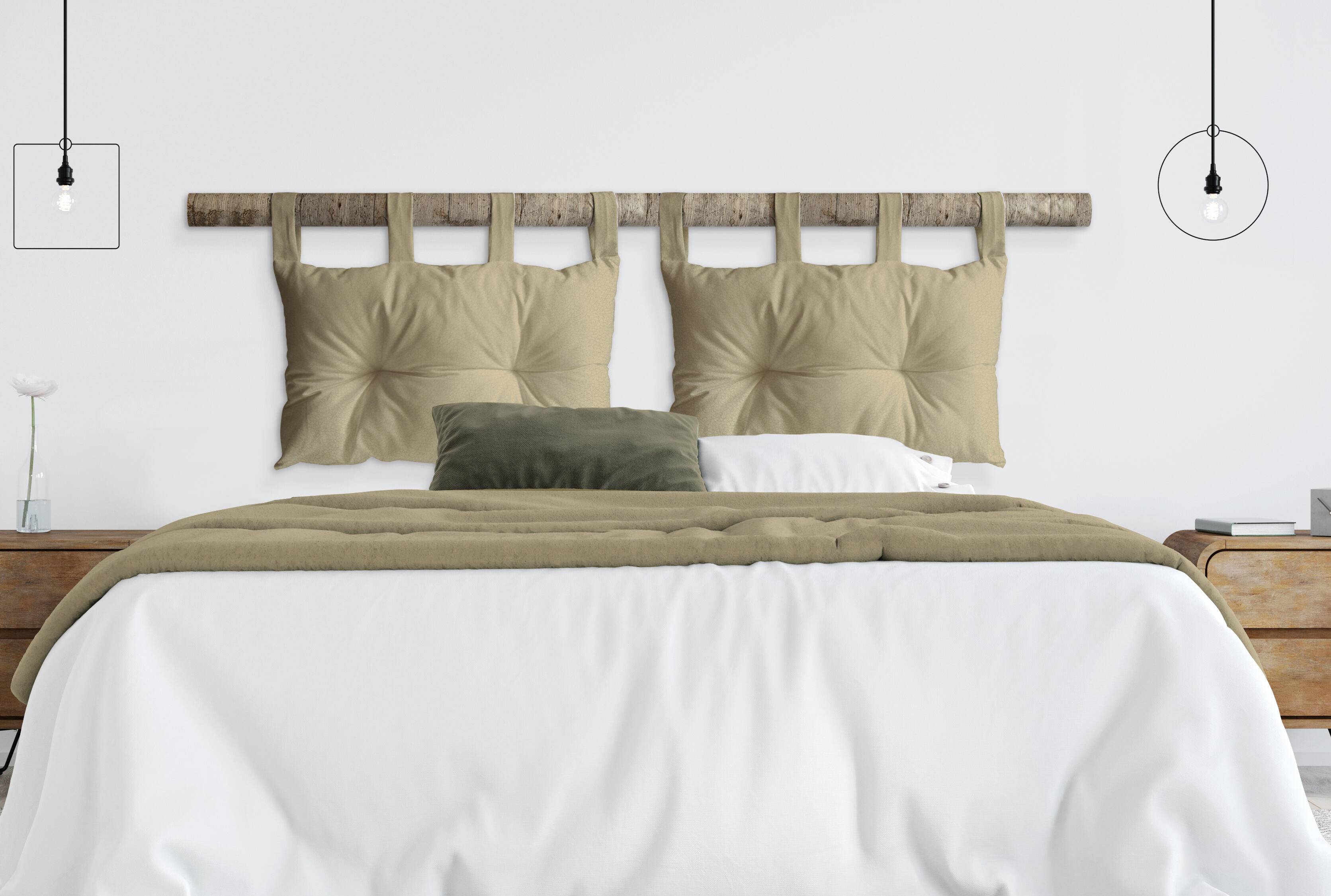 Cuscino testata letto Ecopelle beige 45 x 70 cm - 2