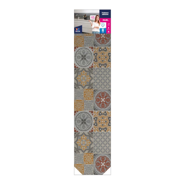 Pannello a parete mosaico ocra pannello paraschizzi cucina L 90 x H 20 cm