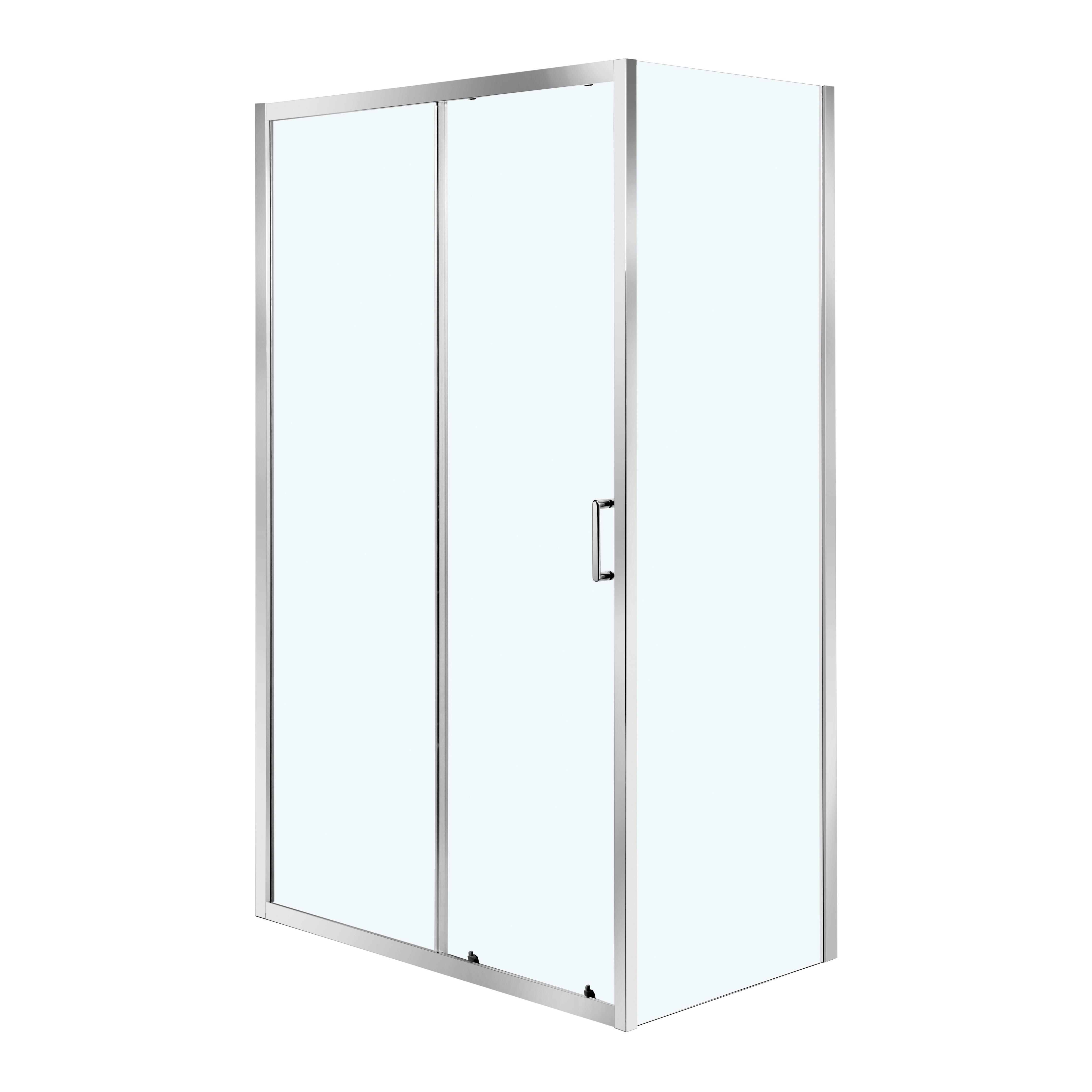 Porta doccia scorrevole L 118-122 cm x H 190 cm per nicchia in vetro trasparente SP. 6 mm, profilo lucido cromo, serie Zesk - 6