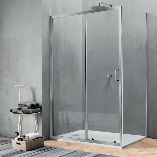 Box doccia con ingresso frontale Zesk L 120 x H 190 cm vetro senza finitura / trasparente profilo cromo anodizzato