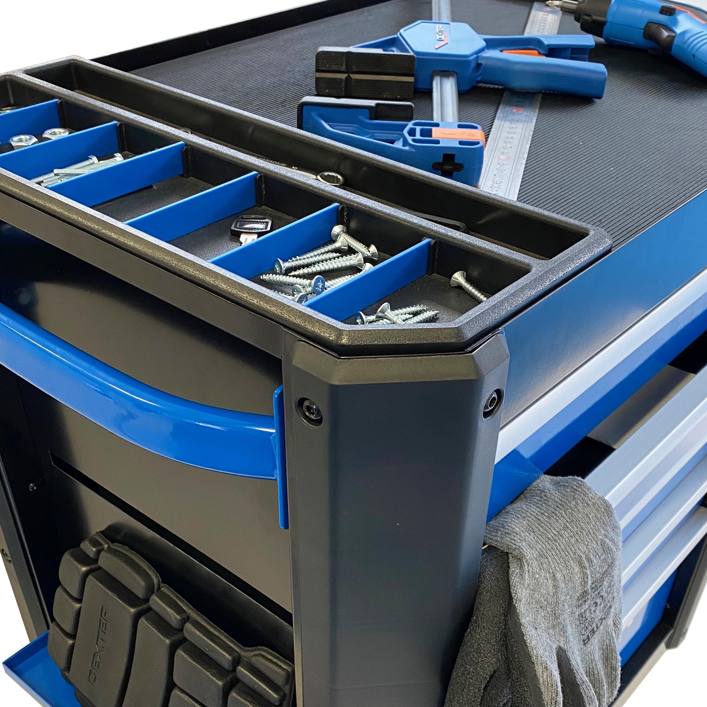 Servante d'atelier 5 tiroirs DEXTER tôle et plastique, L.46 cm - 2