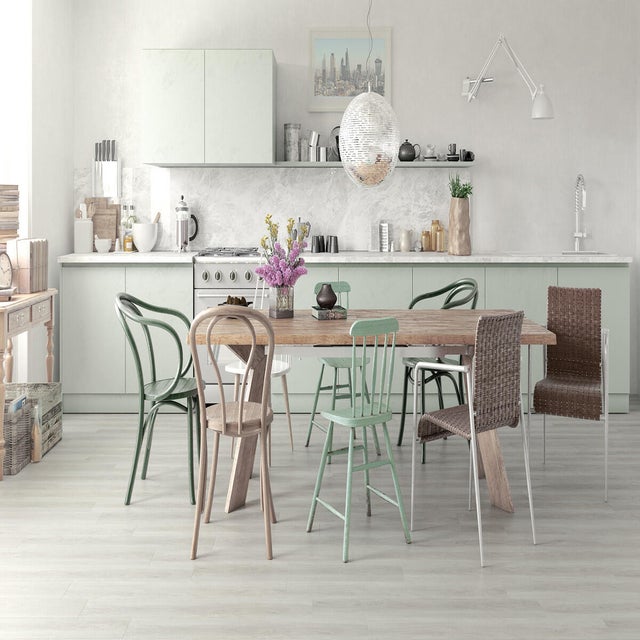 Pavimento SPC effetto legno rovere bianco Sp 5 mm passaggio intenso con sottopavimento integrato, Davos, 2.196 m²