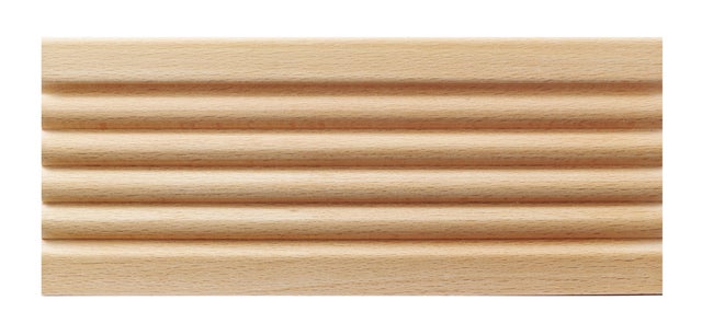 Asta rettangolare in faggio grezzo decoro intaglio a scanalature orizzontali 1200 x 83 x 10 mm, 2 pezzi