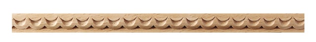 Asta rettangolare in faggio grezzo decoro baccellatura e lunetta 1200 x 12 x 9 mm, 6 pezzi