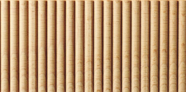 Asta rettangolare in faggio grezzo decoro intaglio a scanalature verticali  e onde 2440 x 49 x 14 mm, 2 pezzi