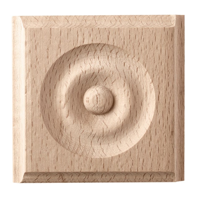 Fregio in faggio grezzo 70 x 70 x 10 mm, 4 pezzi