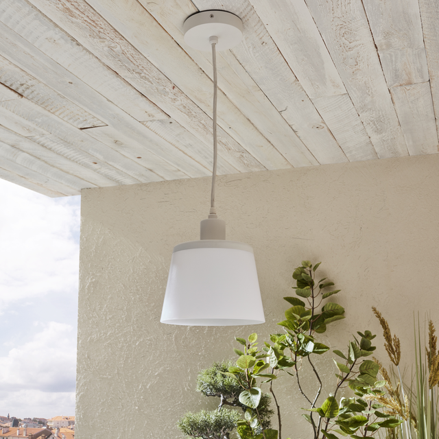 Lampadario Moderno AYOS bianco paralume bianco E27 Ø20.4cm INSPIRE