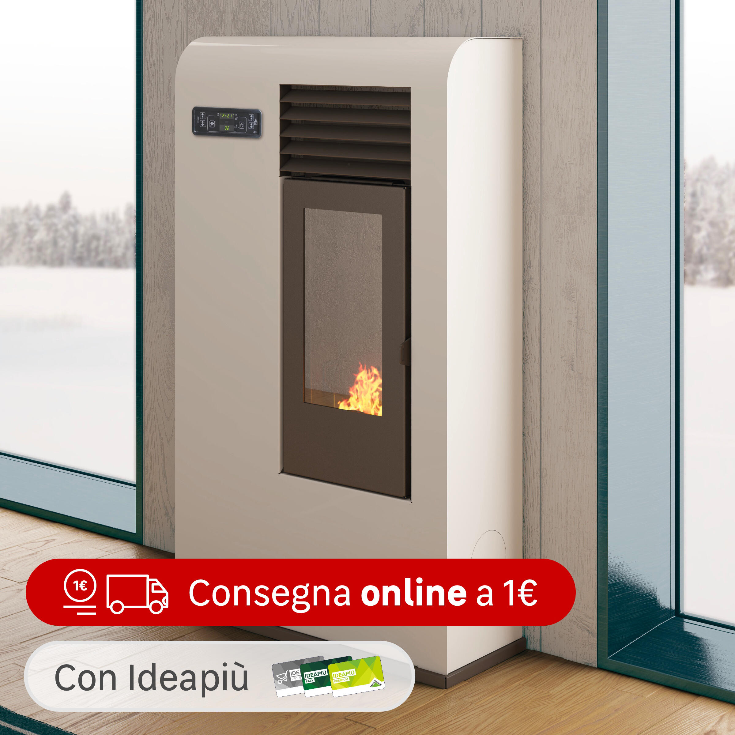 Stufa a pellet ventilata PUNTO FUOCO Zita 6.5 KW bianca - 2