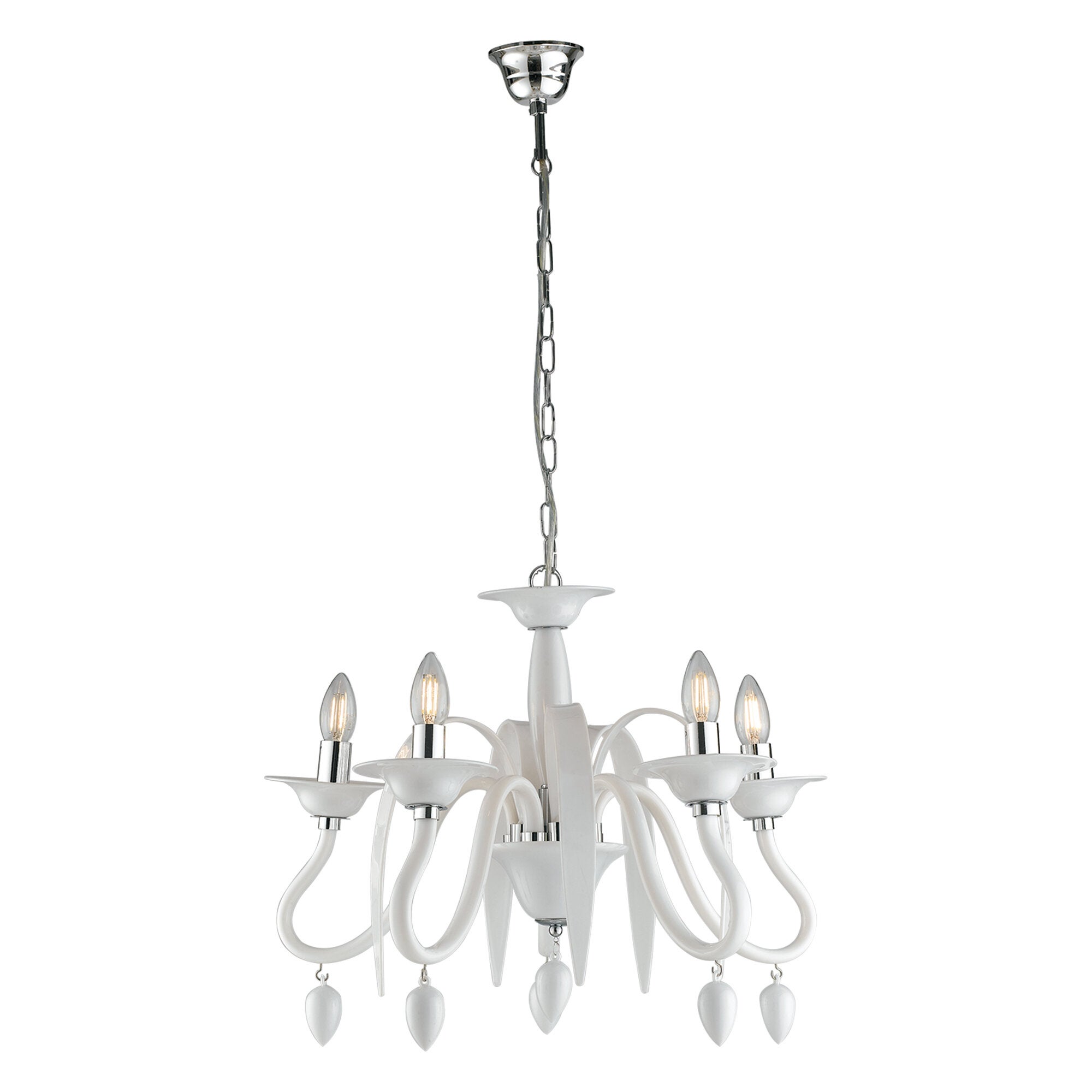 Lyyt Lampadario A Sospensione Vintage - Portalampada E27 Con Cavo In Nylon 1,8m, Rosone Incluso, Finitura Metallo Antico, Bianco - 4