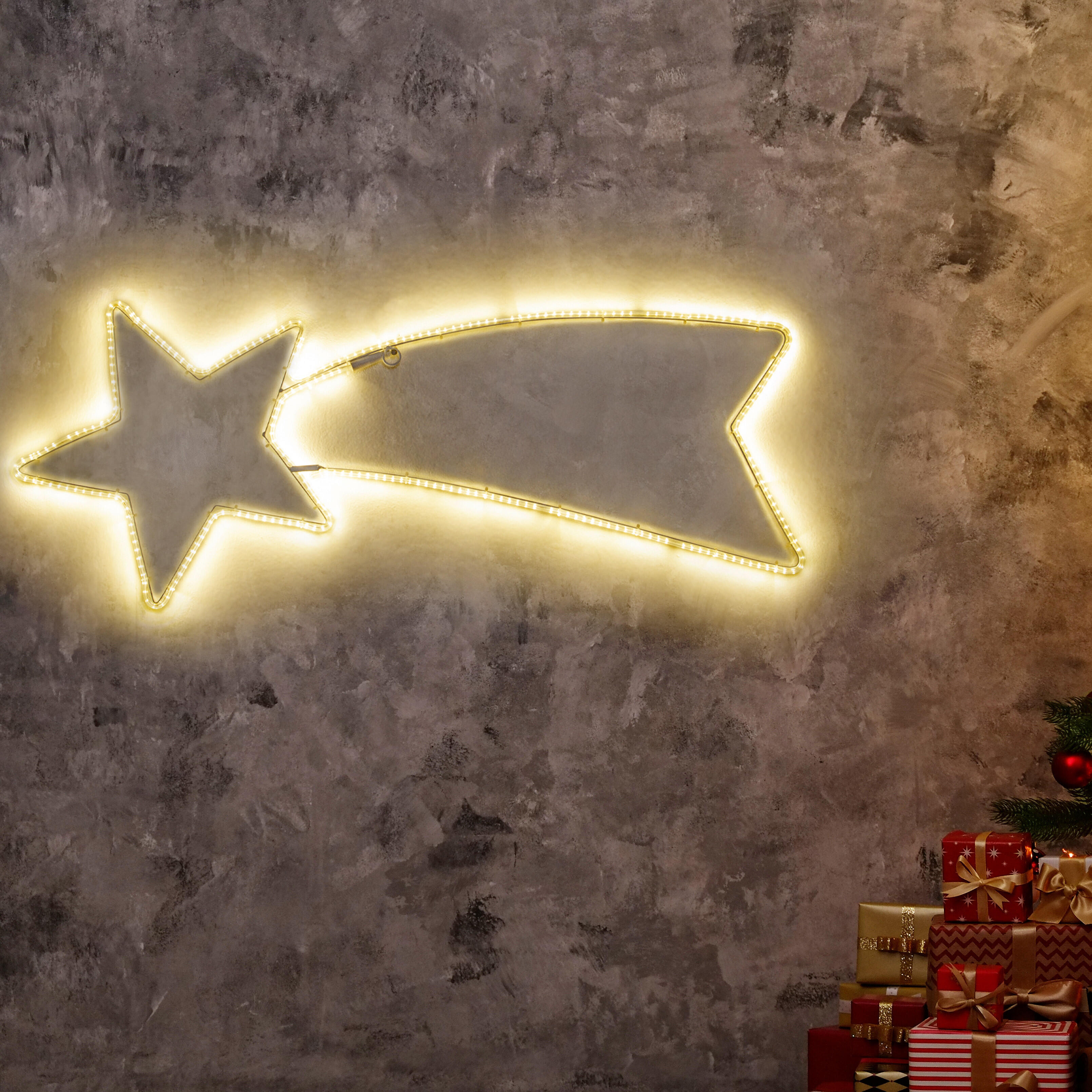 Stella decorativa luminosa stella cometa 240 lampadine led bianco caldo L 1.5 m x H 35 cm - 4