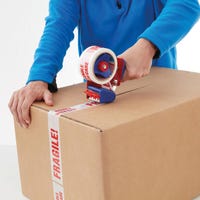Nastro Adesivo FRAGILE Per Pacchi – 50 Mm X 66 M, Stampa Rossa – Per Imballaggi, Traslochi E Spedizioni