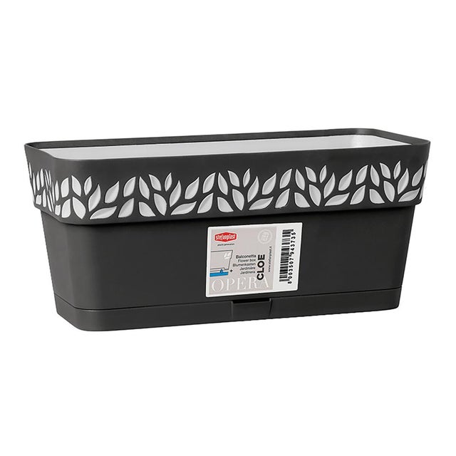 Fioriera OPERA CLOE STEFANPLAST in polipropilene antracite H 12 cm L 30 x P 13 cm