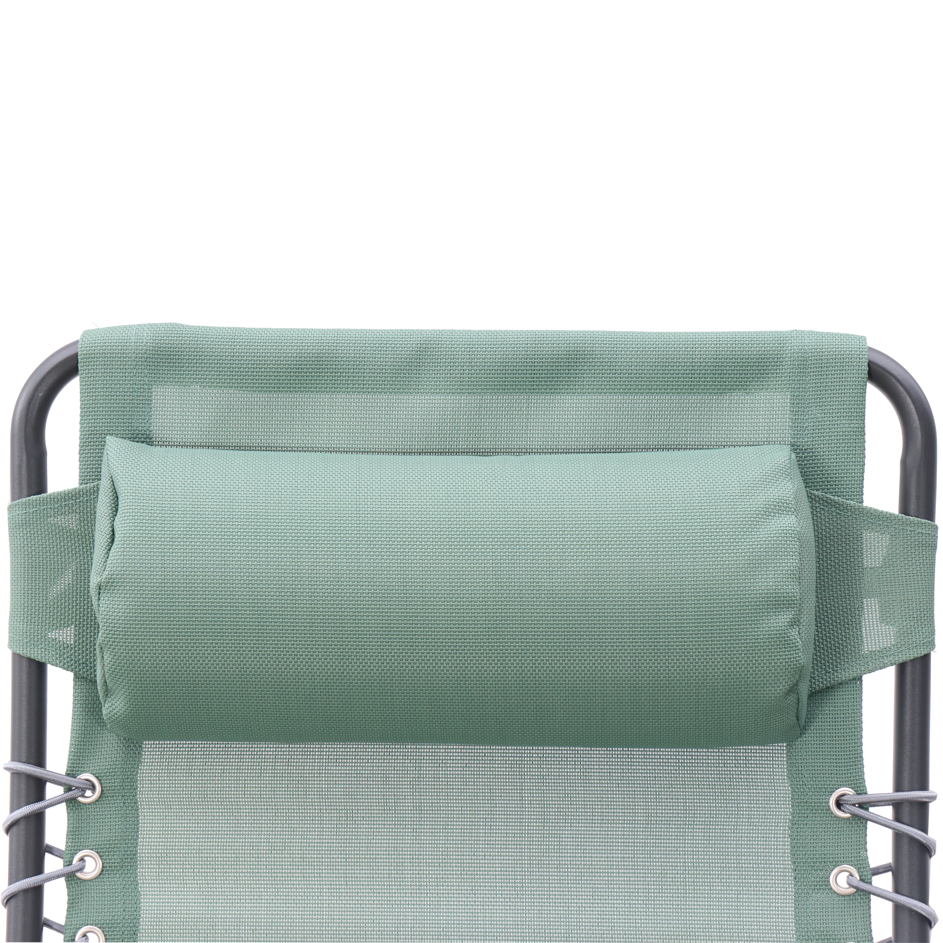 Sedia da giardino con cuscino verde e braccioli Zero Gravity struttura in acciaio, seduta in textilene verde - 9