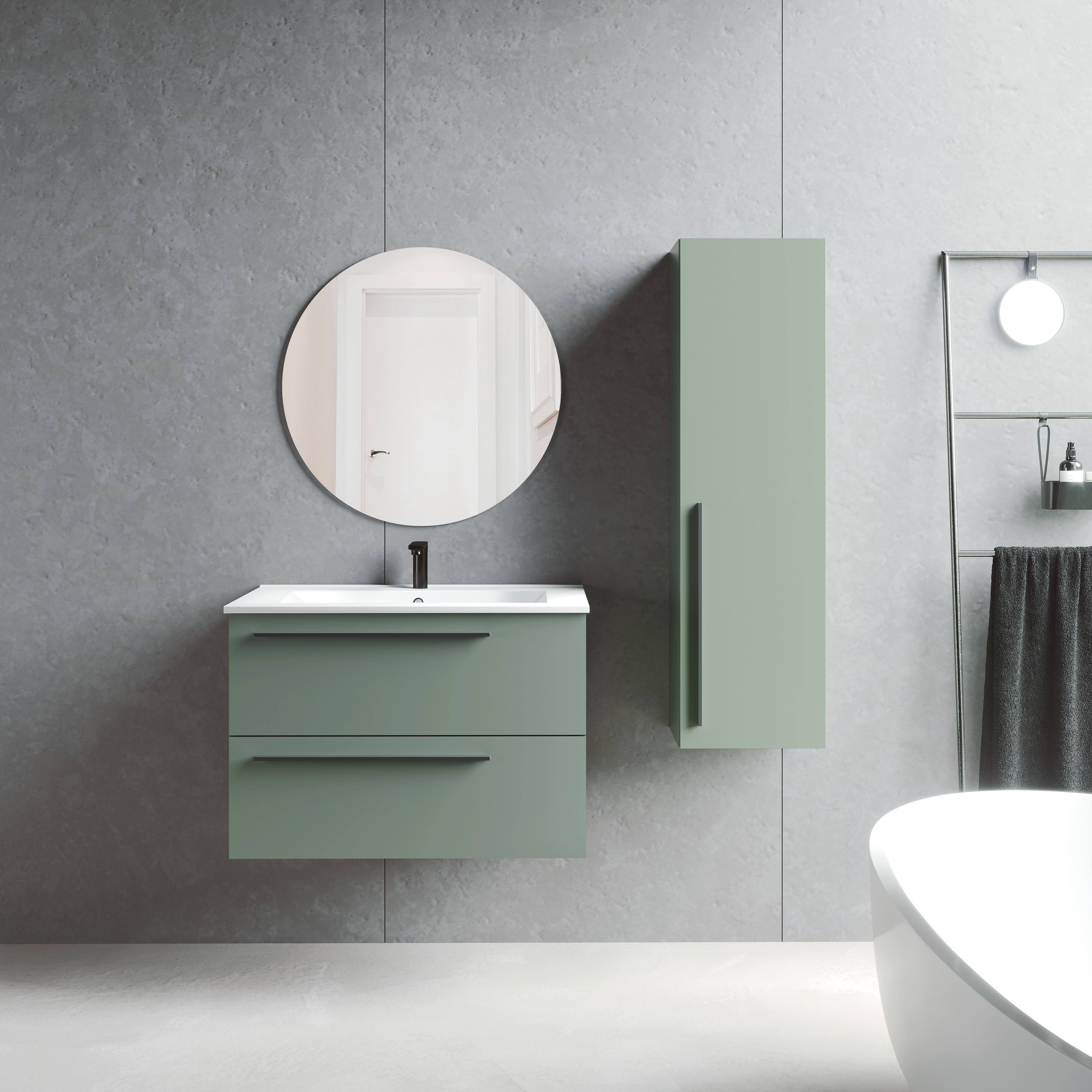 Colonna per mobile bagno Mia VISOBATH 1 anta P 27 x L 35 x H 120 cm verde muschio laccato truciolare - 3