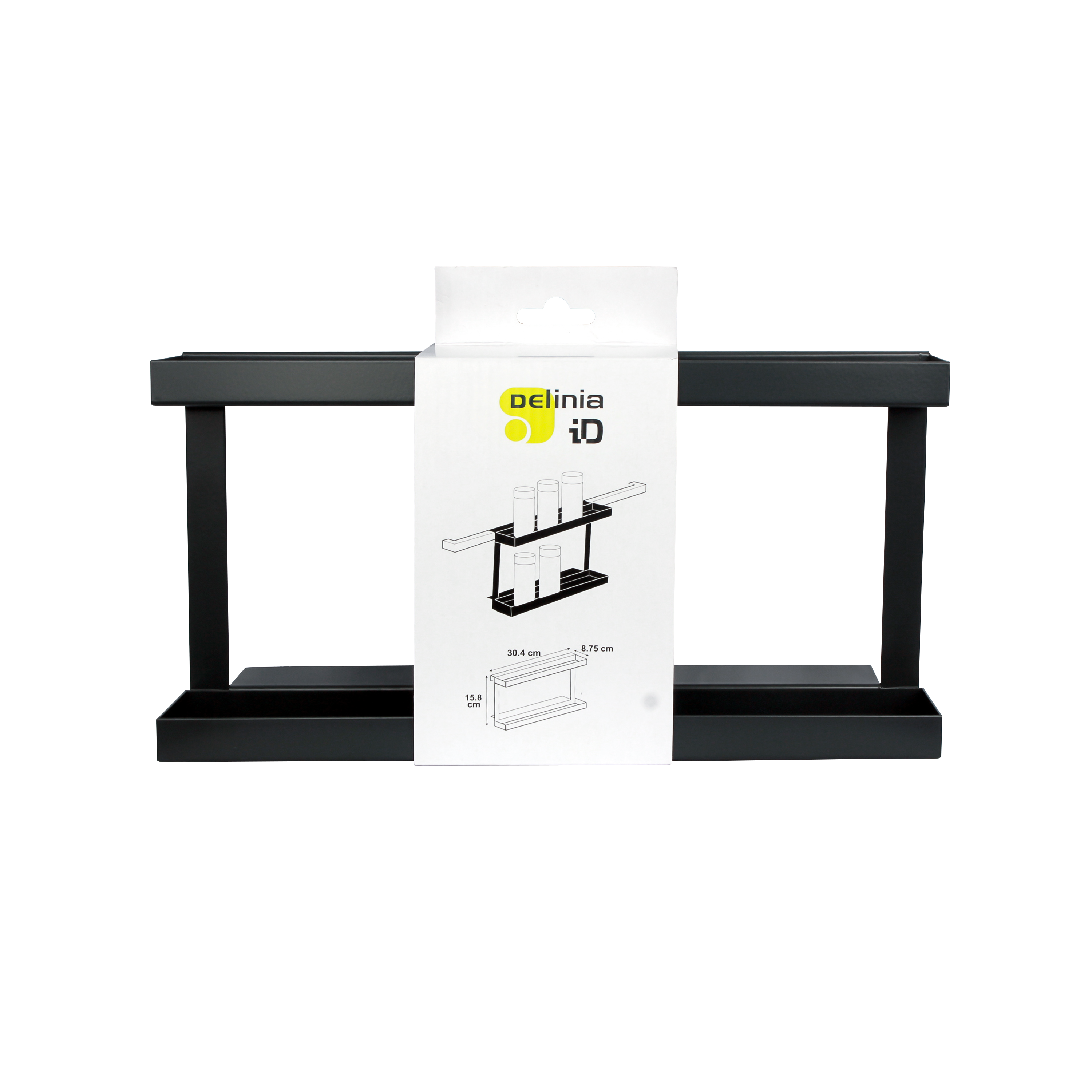 Staffa per barra a muro per accessori cucina gancio nero P 8.75 cm - 26