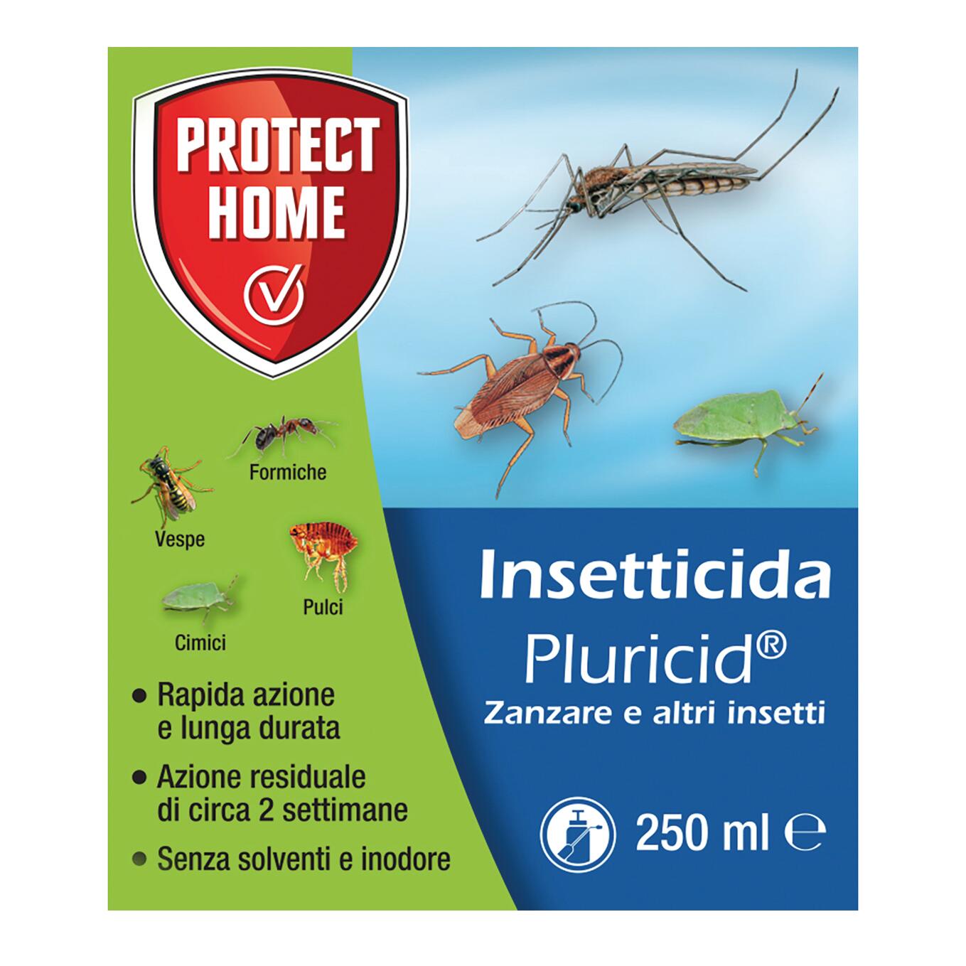 insetticida per mosche e zanzare liquido Insetticida liquido per calabroni e formiche e mosche e ragni e vespa e  zanzare PROTECT HOME Pluricid 250 ml