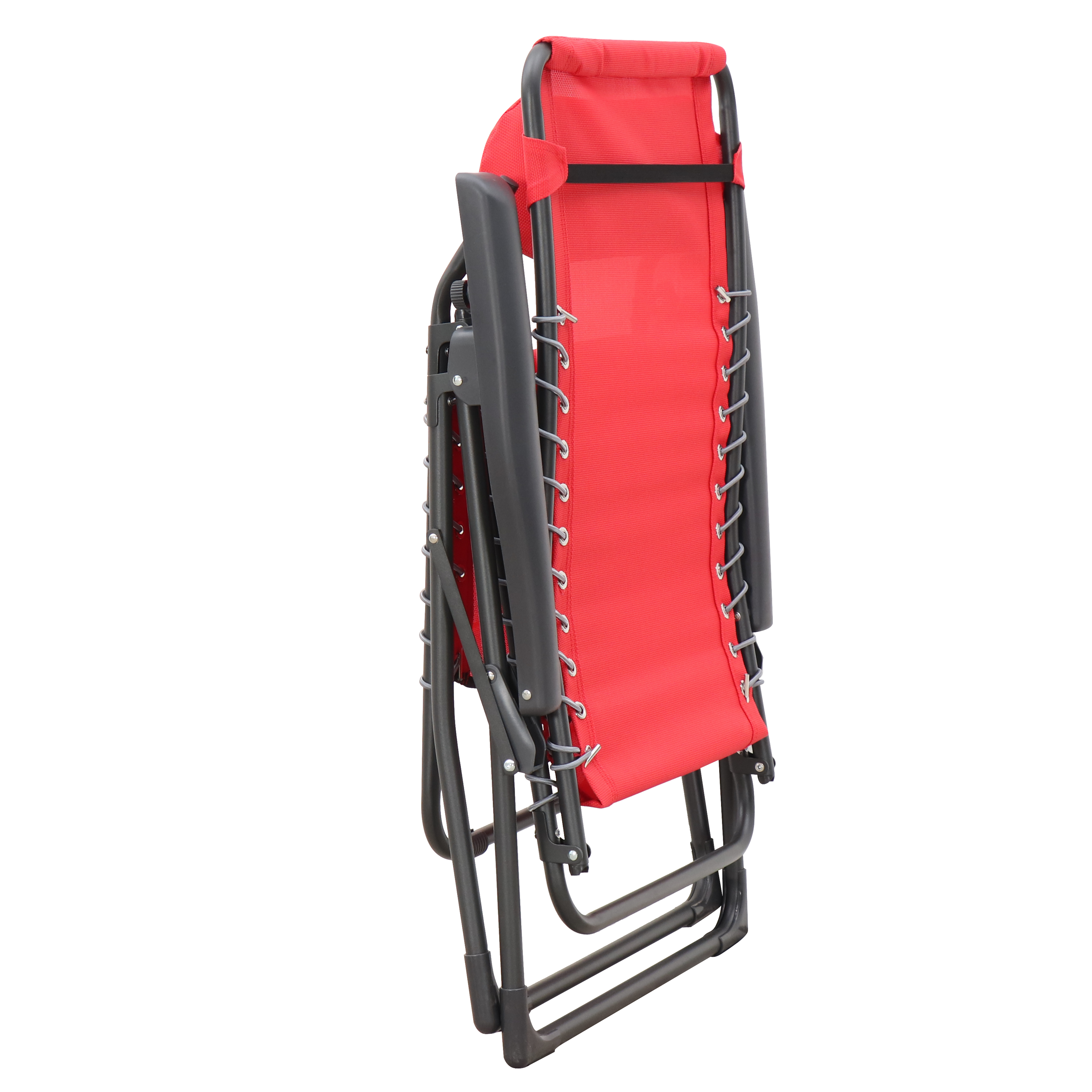 Sedia da giardino con cuscino rosso e braccioli Zero Gravity struttura in acciaio, seduta in textilene rosso - 5