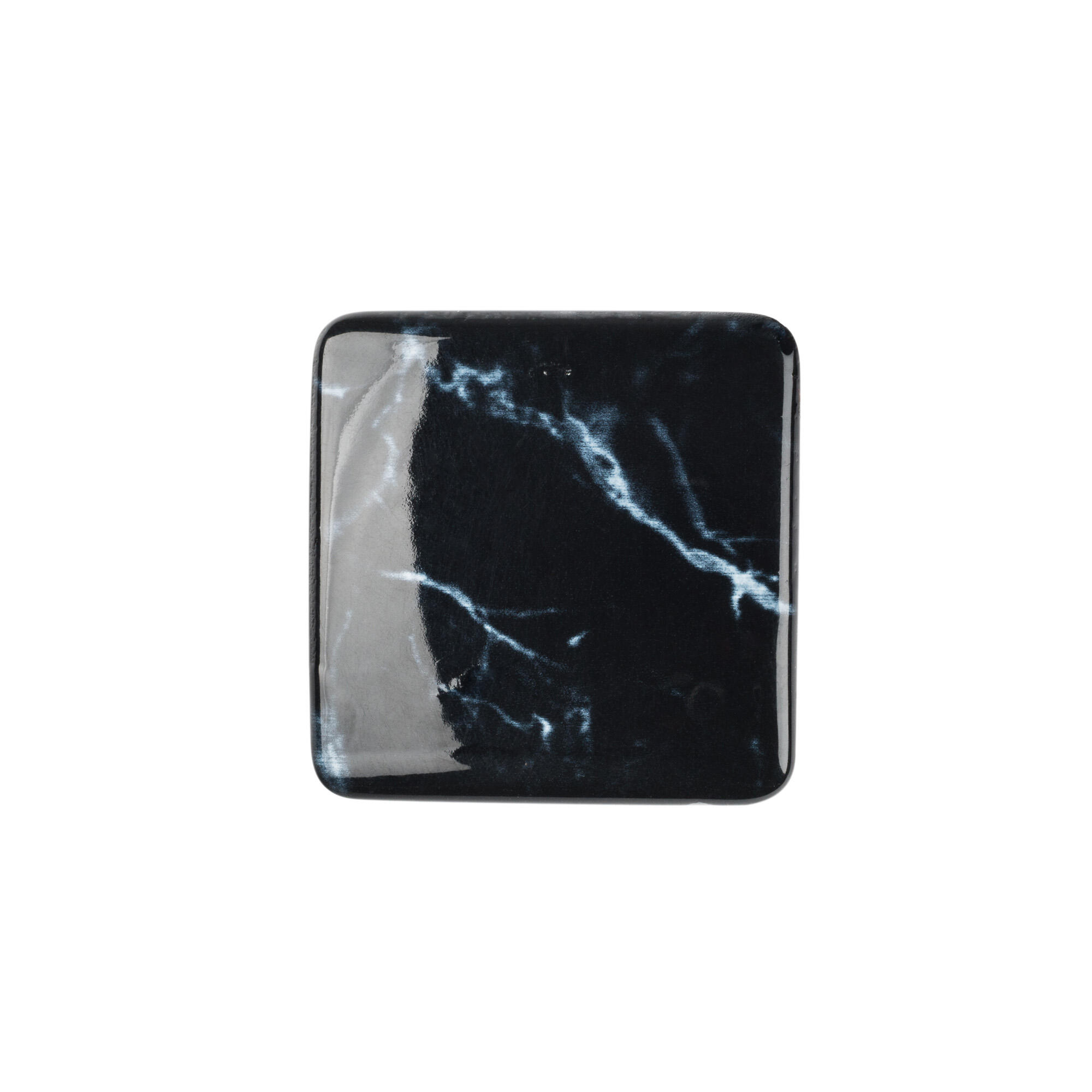 4 boutons de meuble carrés Imitation marbre, zamak noir, l.37 mm - 2