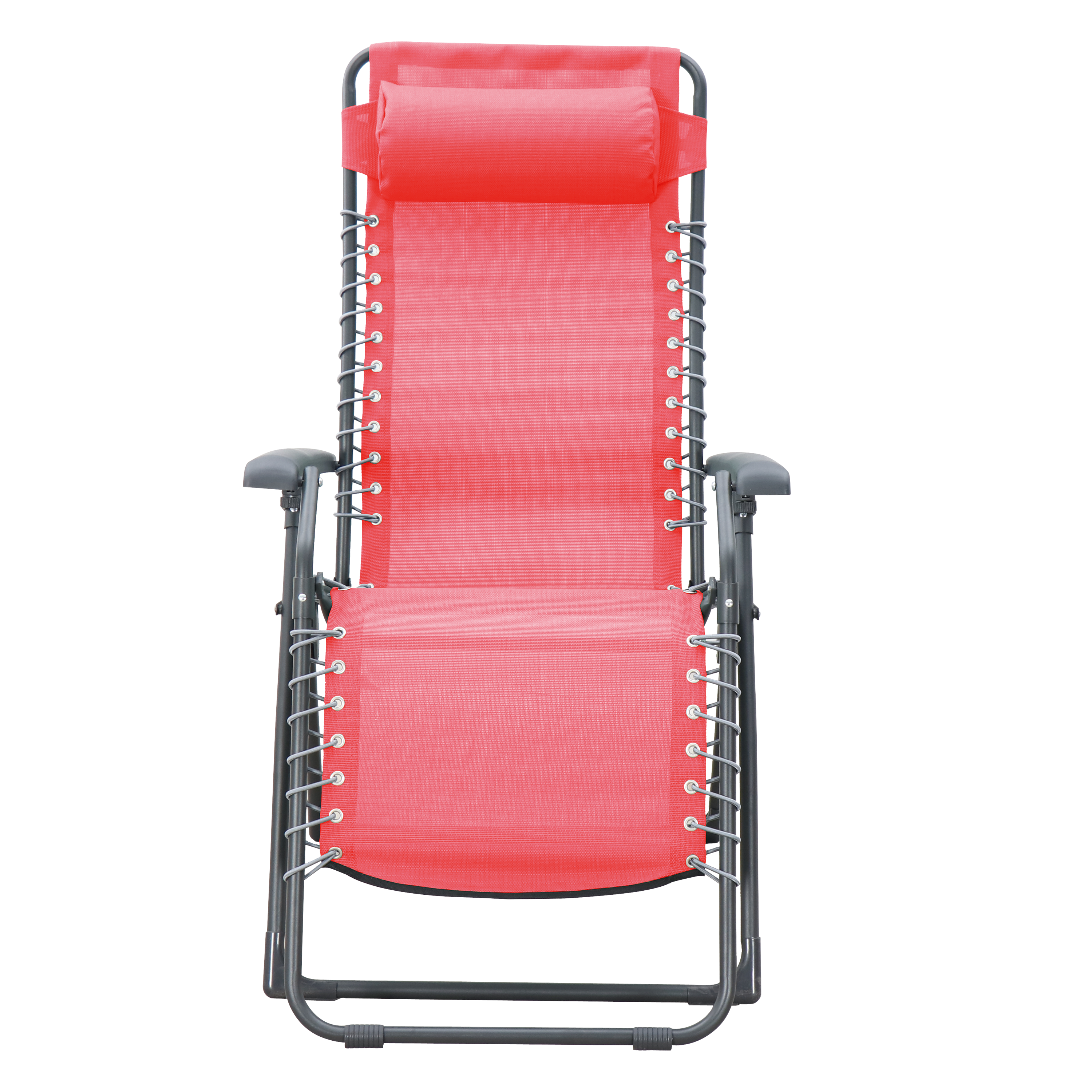 Sedia da giardino con cuscino rosso e braccioli Zero Gravity struttura in acciaio, seduta in textilene rosso - 3