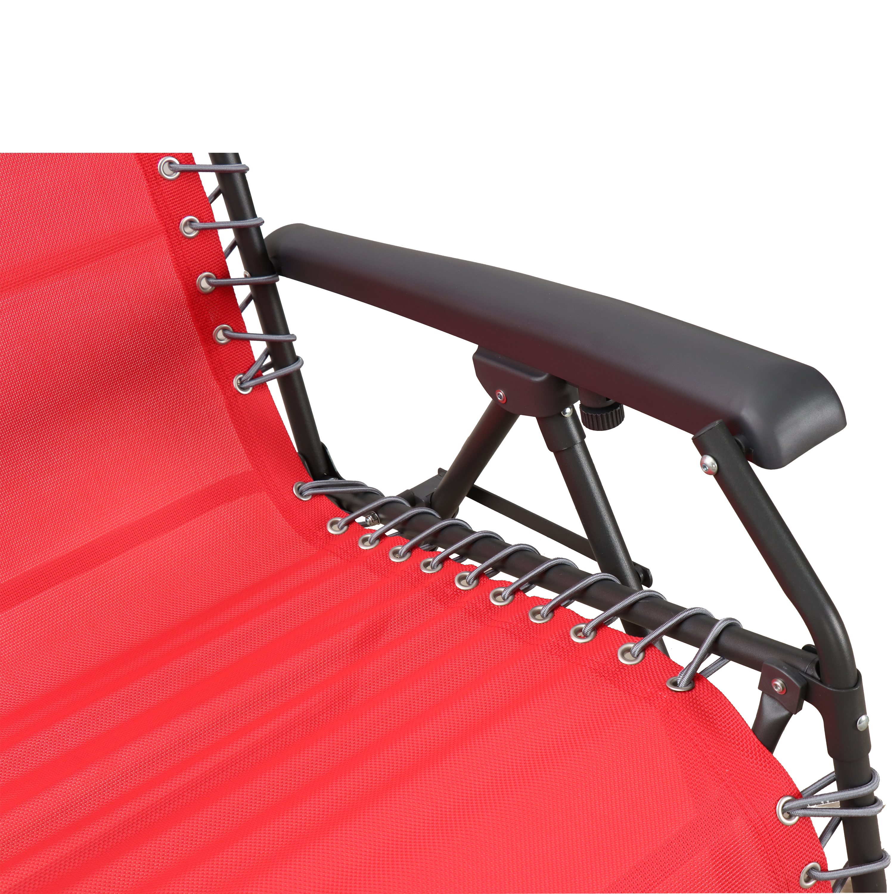 Sedia da giardino con cuscino rosso e braccioli Zero Gravity struttura in acciaio, seduta in textilene rosso - 9