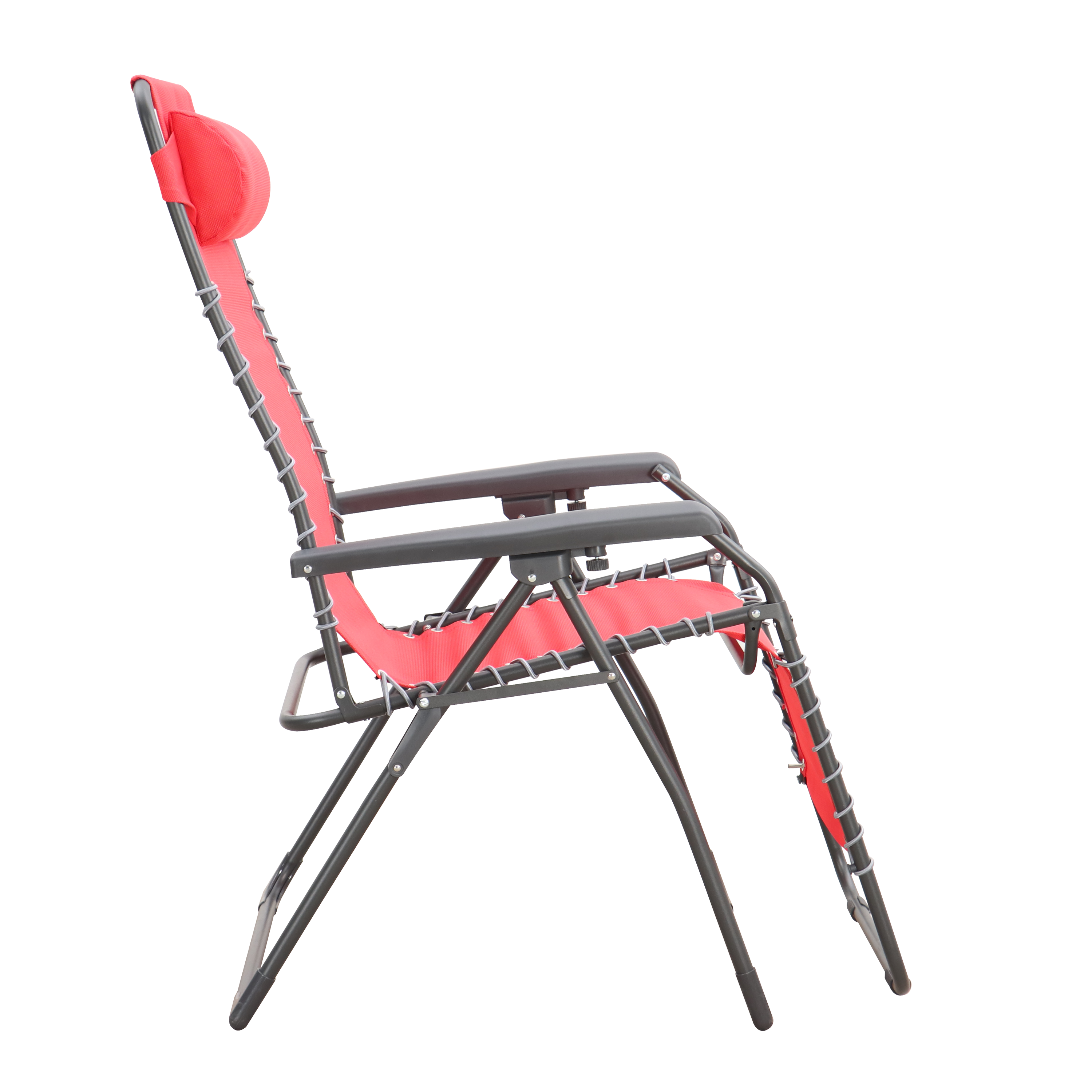 Sedia da giardino con cuscino rosso e braccioli Zero Gravity struttura in acciaio, seduta in textilene rosso - 4