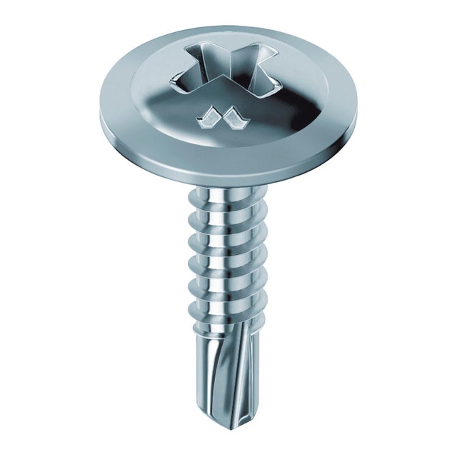 Vite MUSTAD DRILLEX® testa piatta ultra larga PH2 in acciaio Chromiting® zincato ø4.2XL13 mm, 500 pezzi