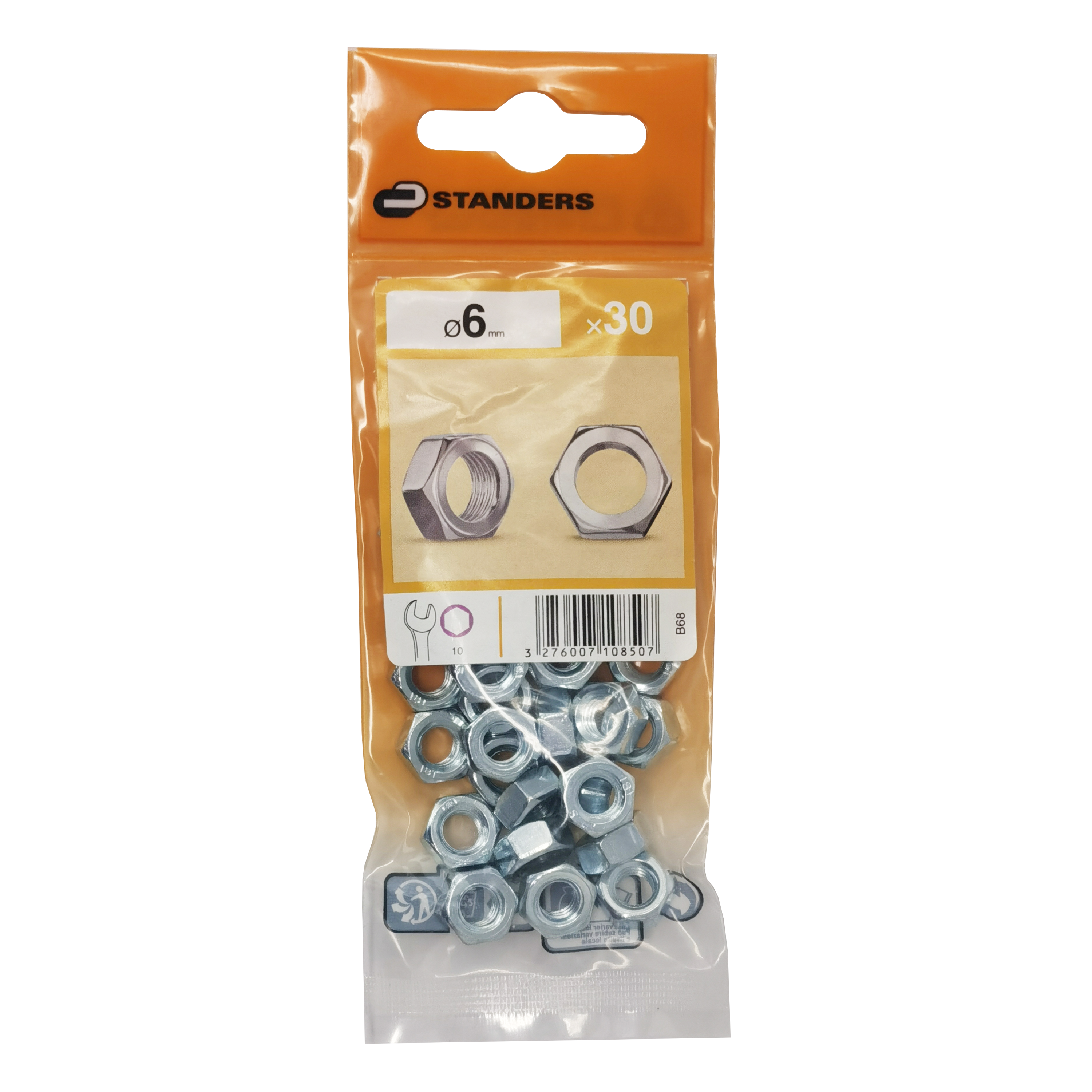 30 porcas STANDERS SEXTAVADA ZINCO D6 - 3