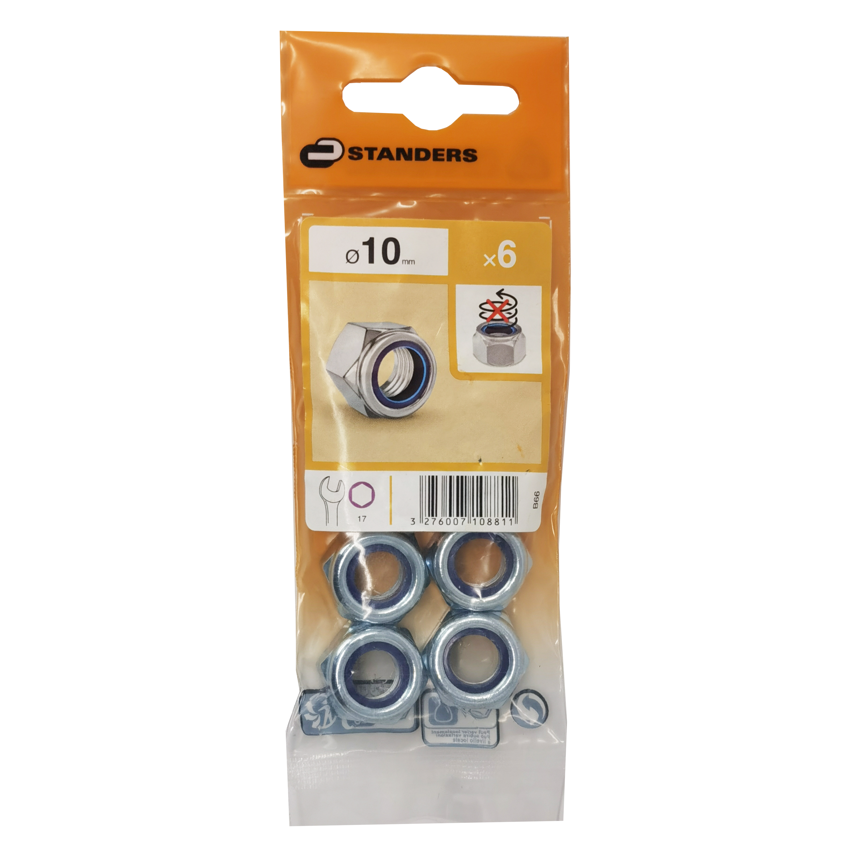 6 porcas STANDERS AUTOBLOCANTE ZINCO D10 - 4