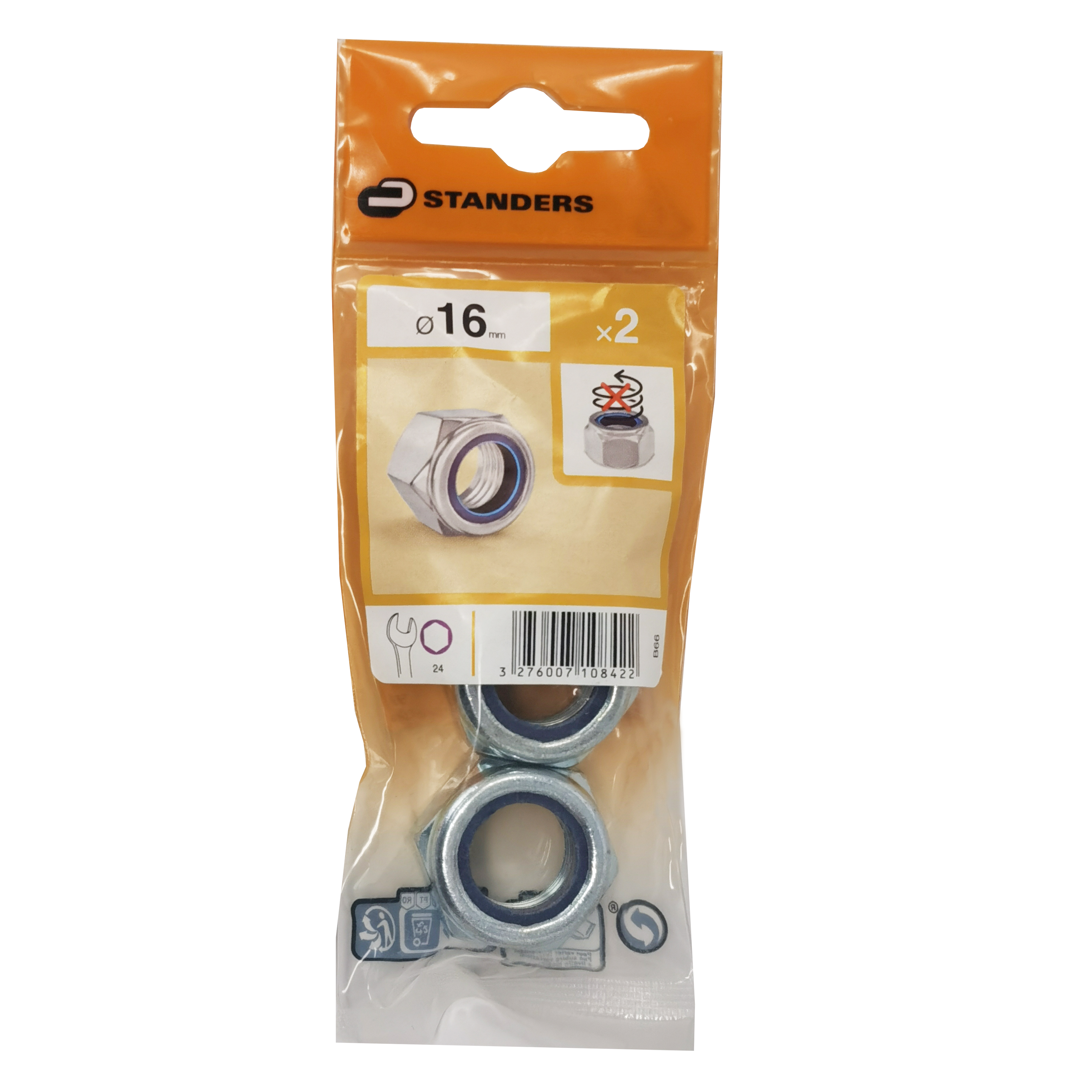 2 porcas STANDERS AUTOBLOCANTE ZINCO D16 - 4