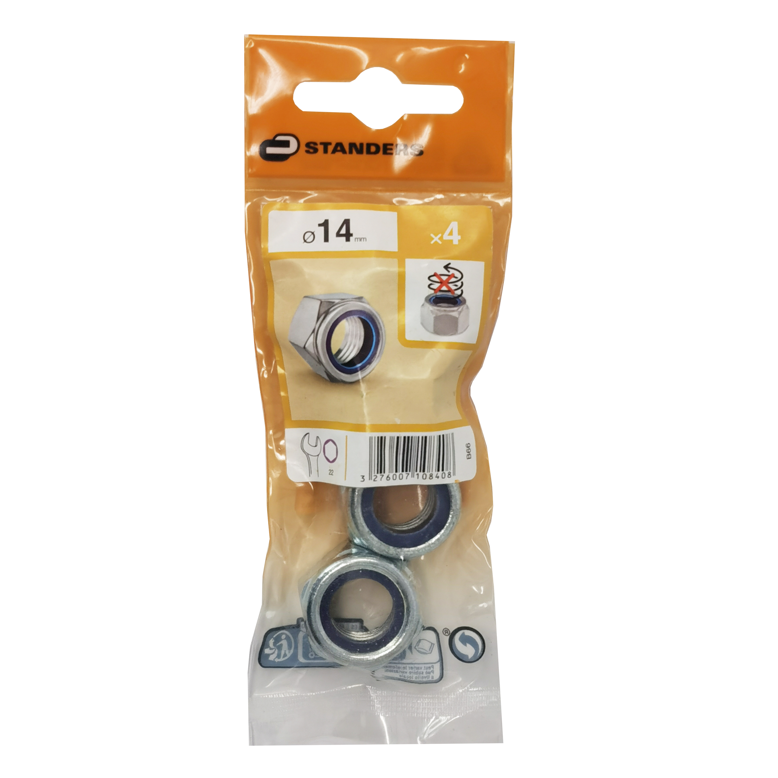 4 porcas STANDERS AUTOBLOCANTE ZINCO D14 - 4
