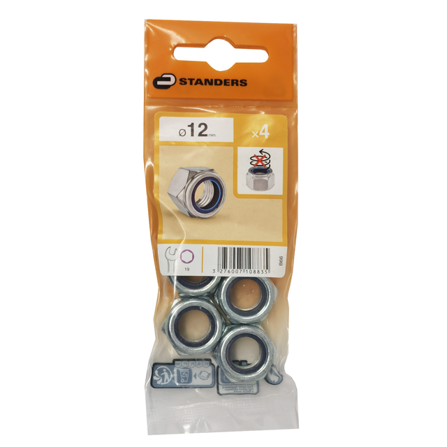4 écrous acier STANDERS, Ø12 mm