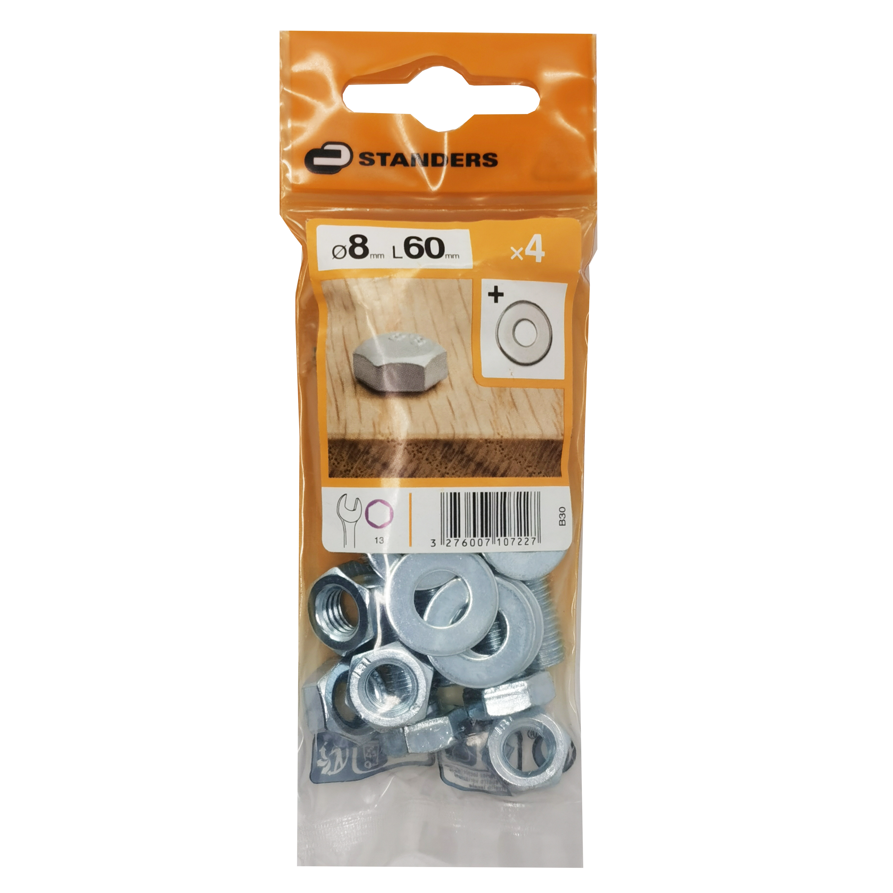 4 tornillo de métrica cabeza hexagonal de acero , ø 8 x l.60 mm