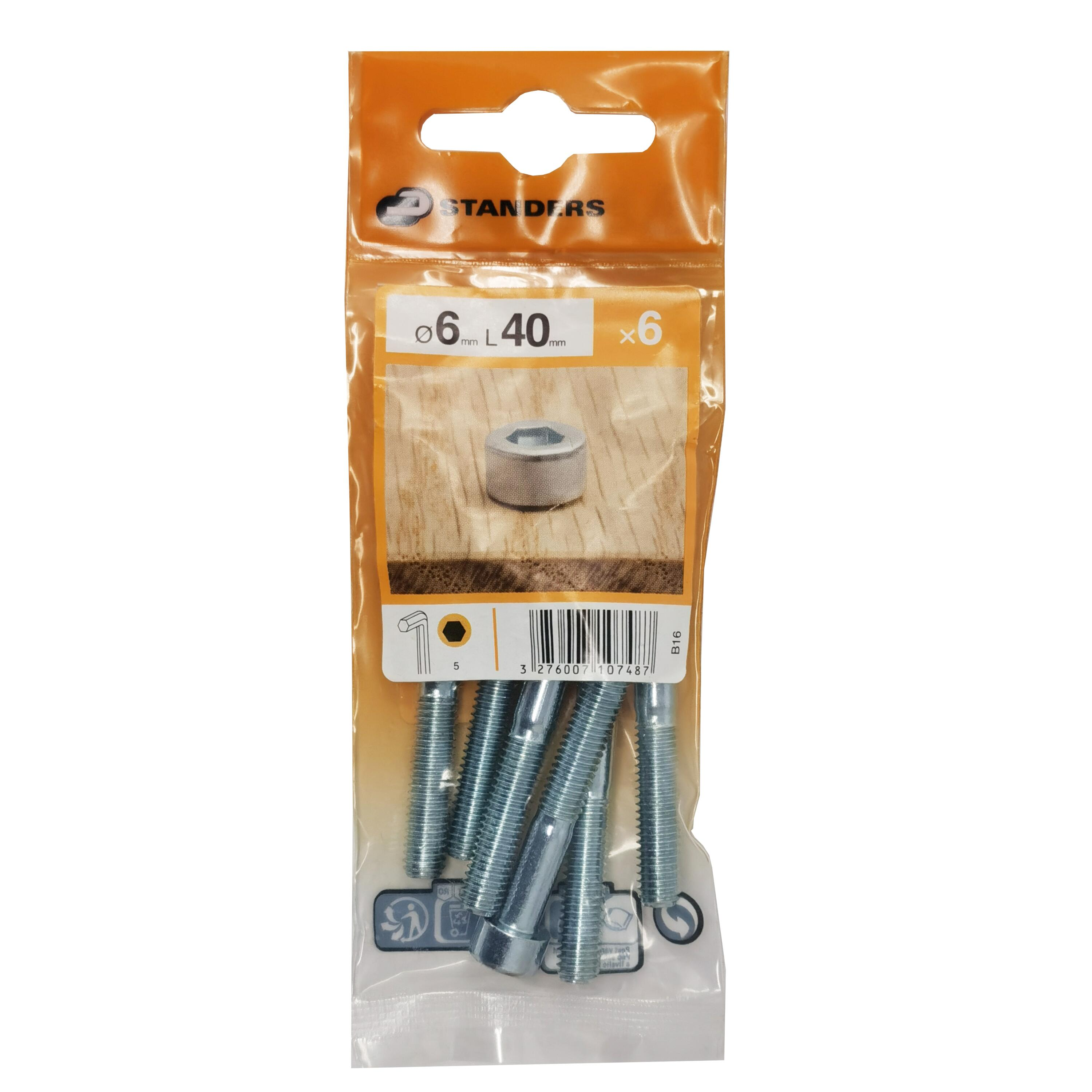 6 tornillo de métrica cabeza cilíndrica abombada de acero , ø 6 x l.40 mm