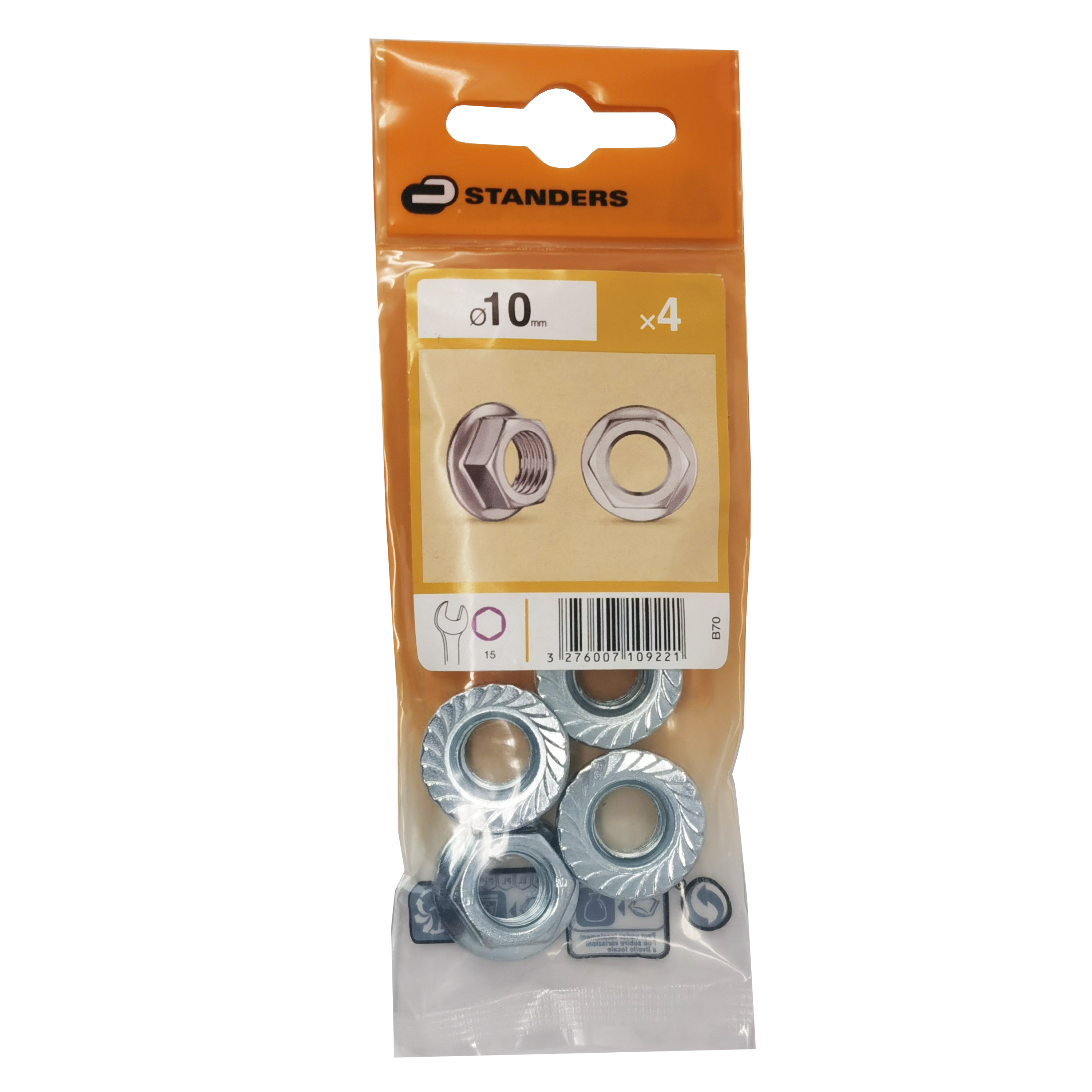 4 tuerca con reborde de acero cincado Ø 10 mm - 4