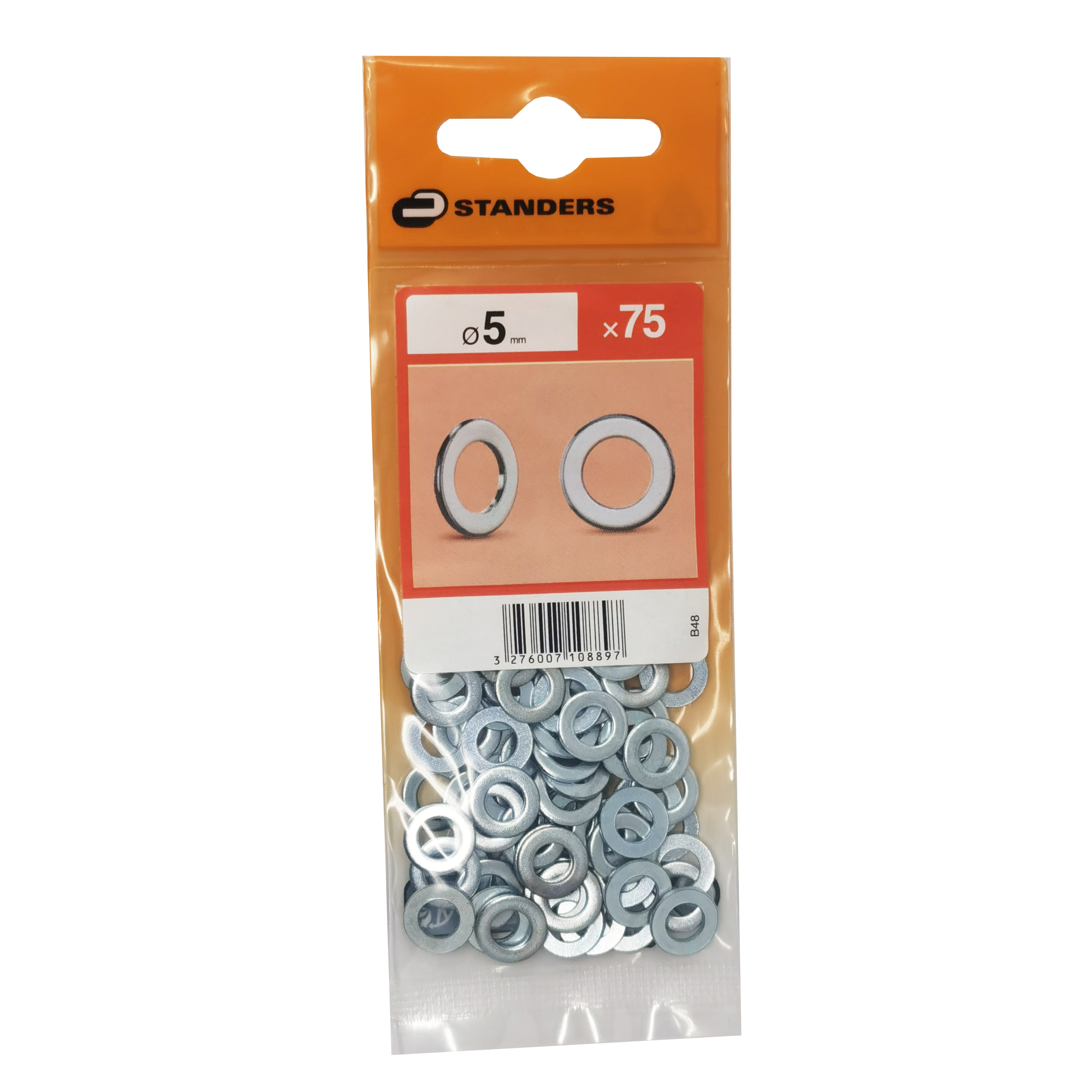 75 anilhas planas estreitas aço zincado com 5 mm de Ø interno Standers - 3